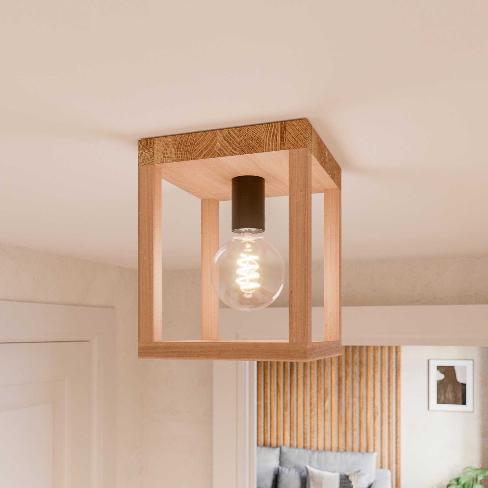 Envolight Rowan ceiling light, oak wood, 1-bulb