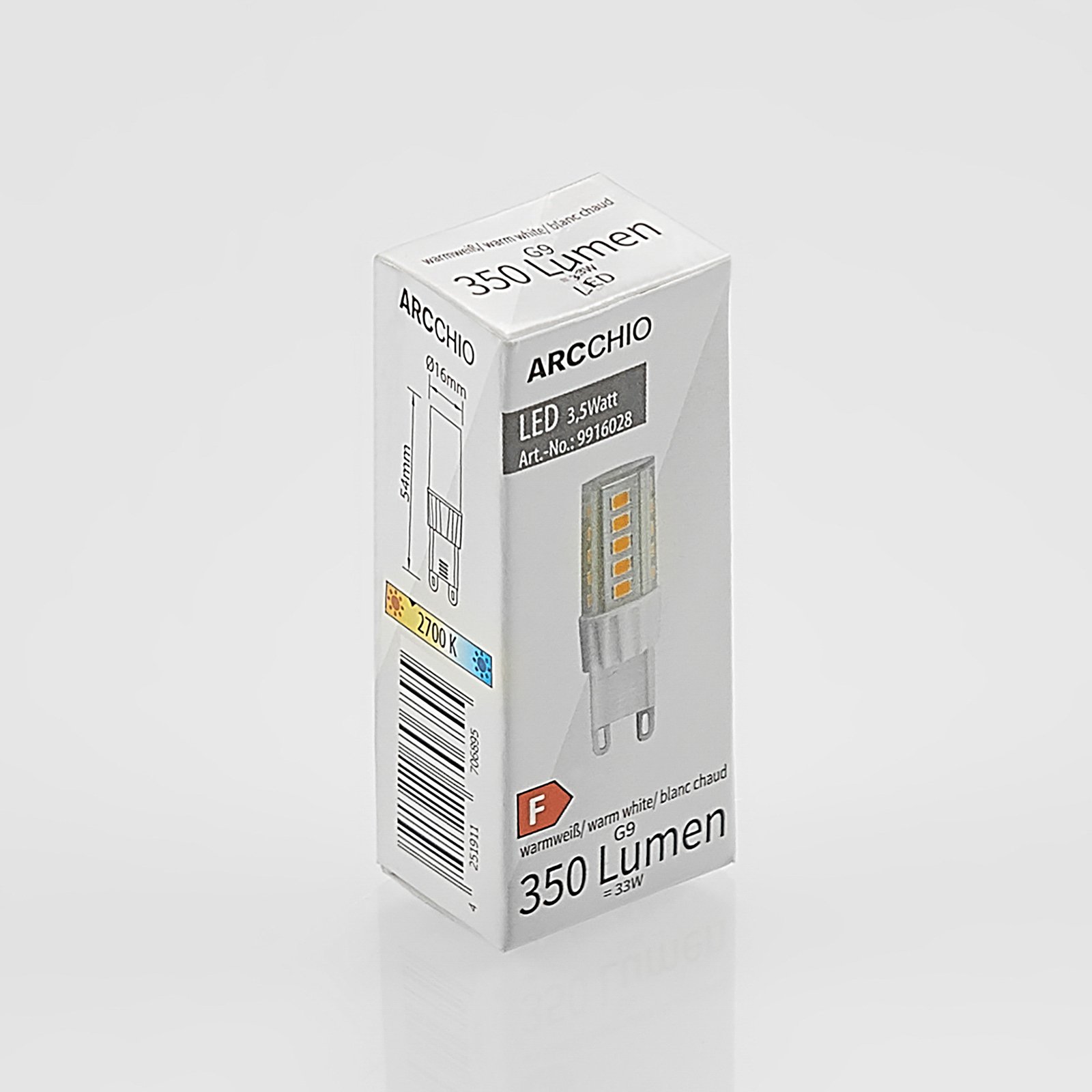 Arcchio kaksikantainen LED-lamppu G9 3,5W, 2 700K
