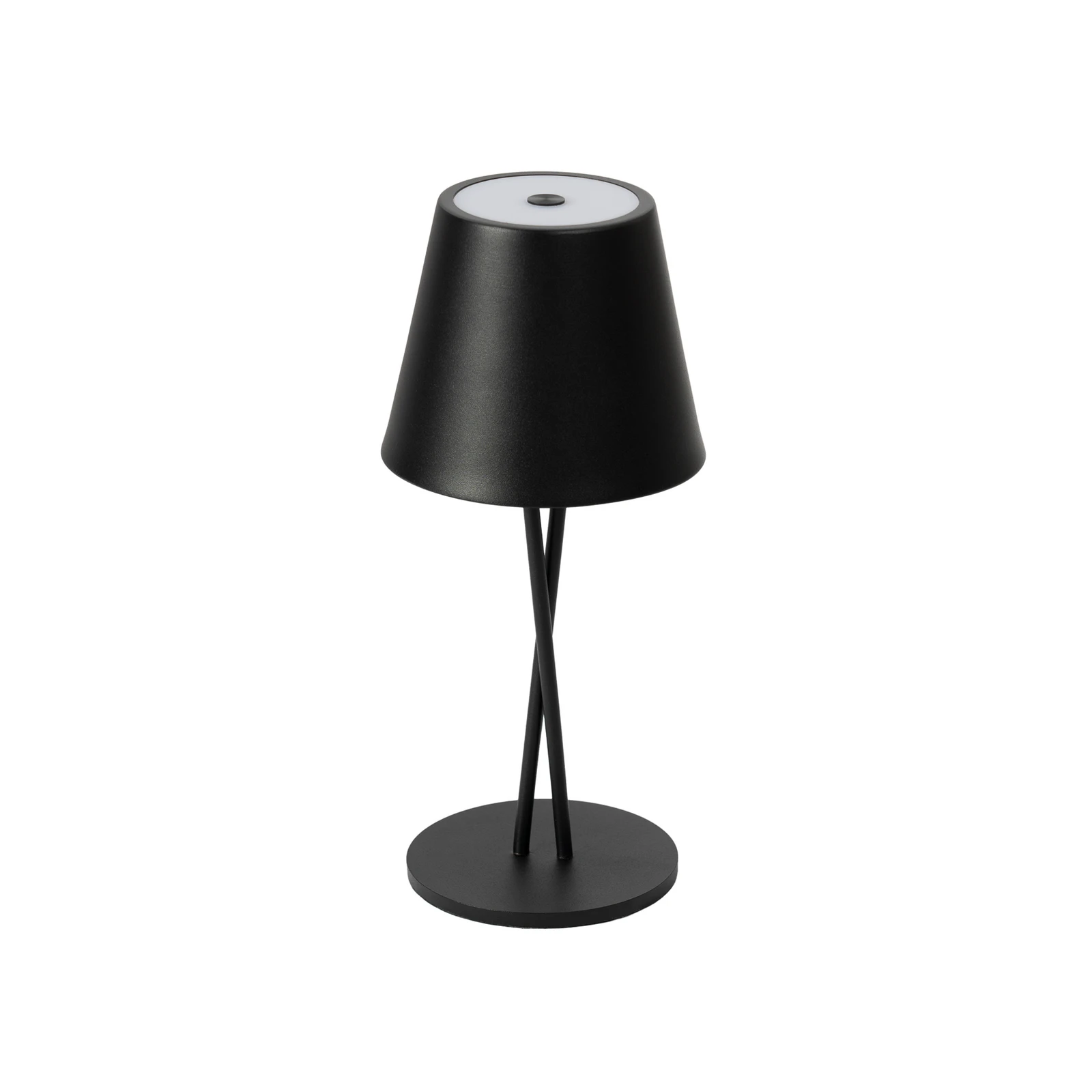 Lámpara de mesa Lindby LED recargable Janea CROSS, negra, metal