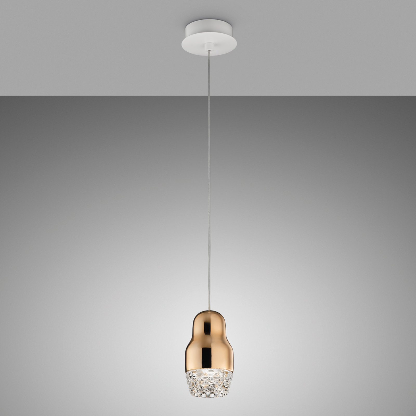 One-bulb LED hanging light Fedora rose gold