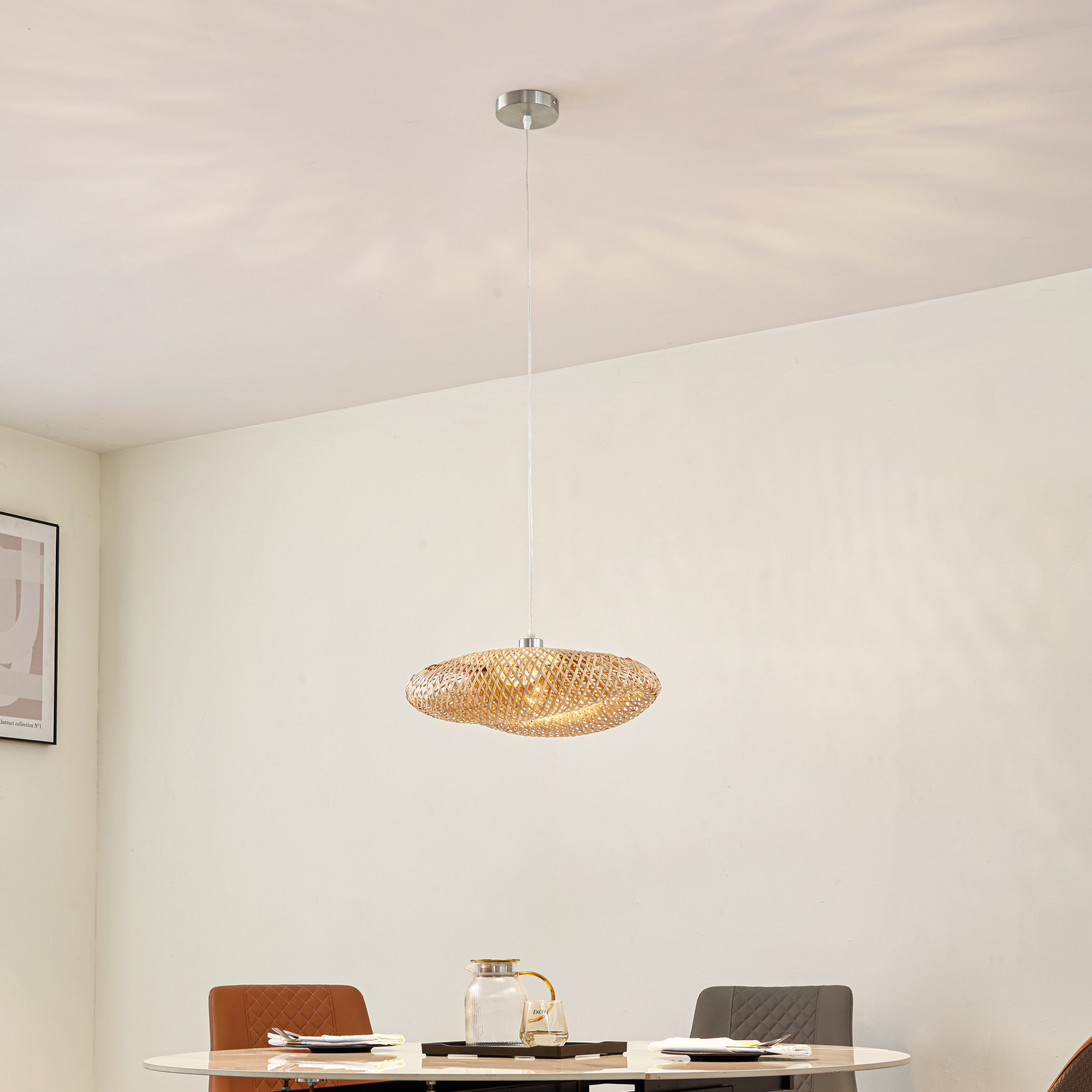 Lindby pendant light Eleane, bamboo, natural, Ø 50 cm