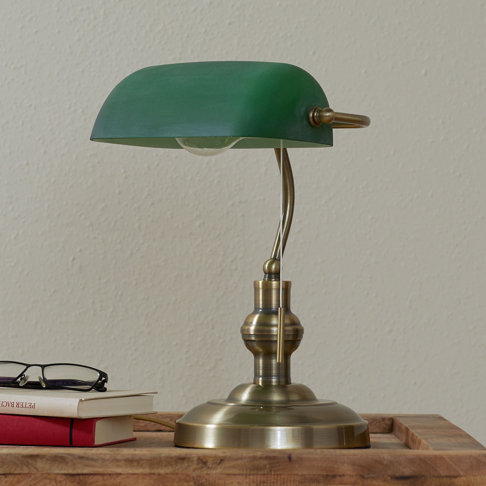 Lampa na písací stôl Milenka so zeleným tienidlom