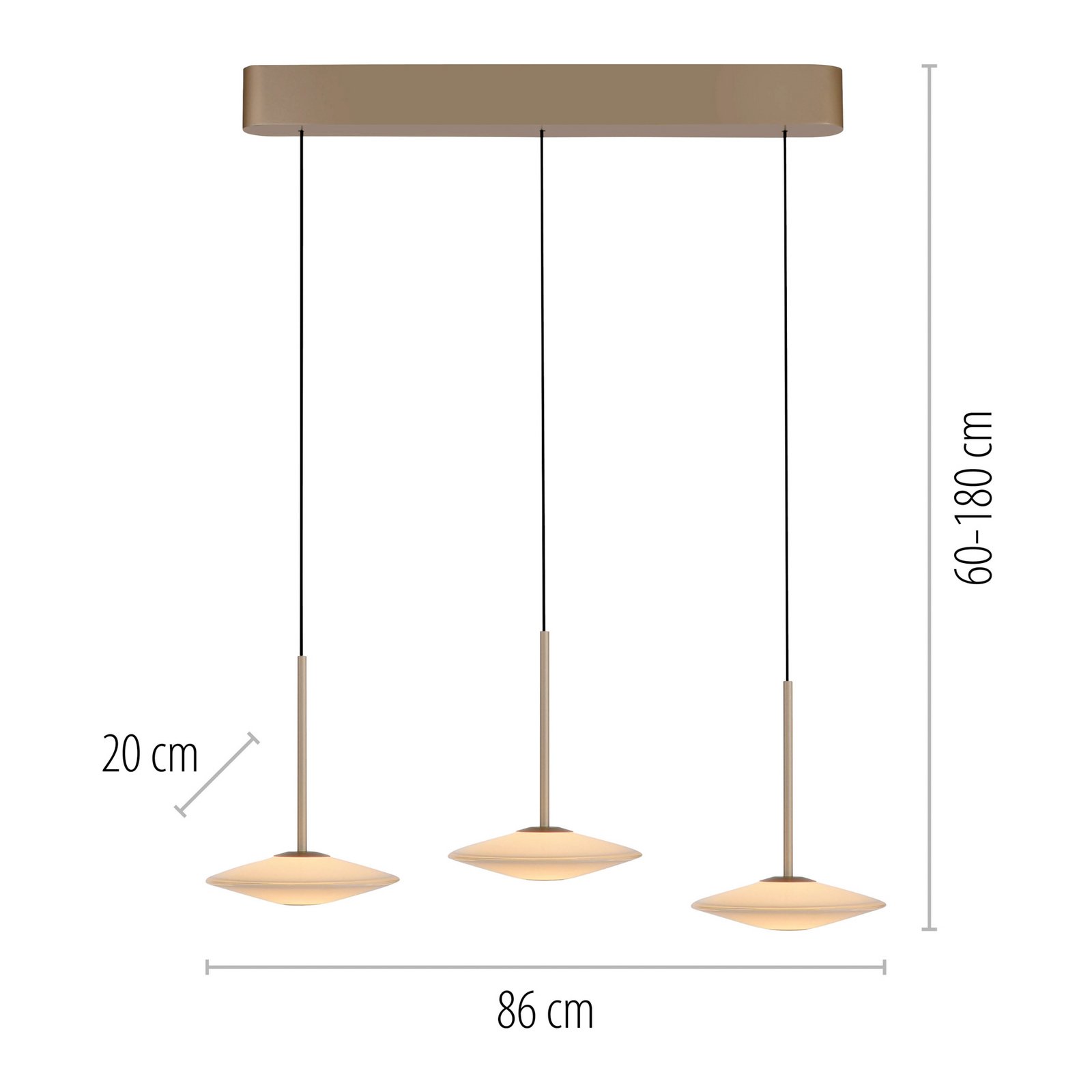 Paul Neuhaus LED-Pendelleuchte Elipsa, 3-flg., weiß/bronze