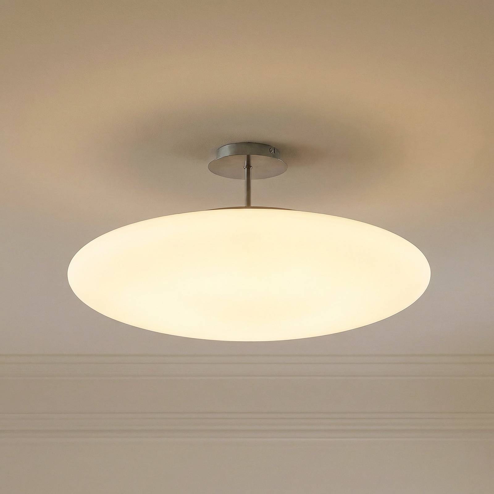 Lindby Plafonnier LED Gunda, blanc, verre, Ø 48 cm, à intensité variable