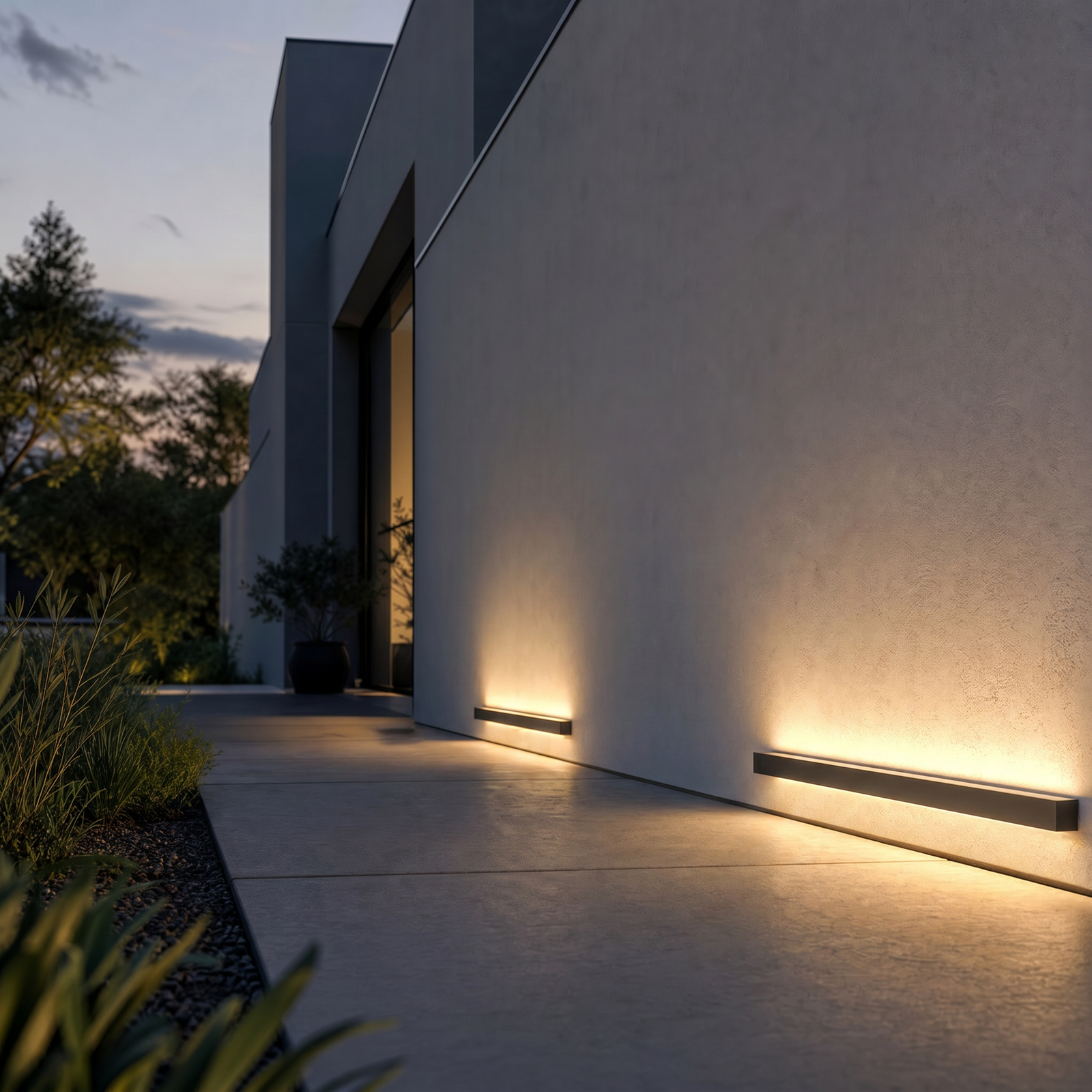 Kinkiet zewnętrzny LED Lengo, 3000 K, antracyt, 100 cm, światło skierowane w