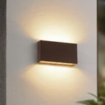Lucande Jarte LED outdoor wall light, 20 cm, brown, IP65