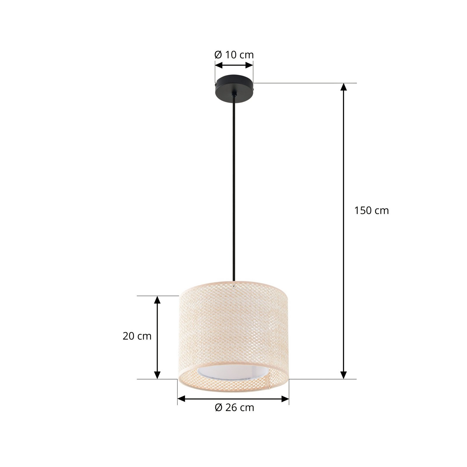 Lindby suspension Soula, Ø 26 cm, beige, plastique, E27