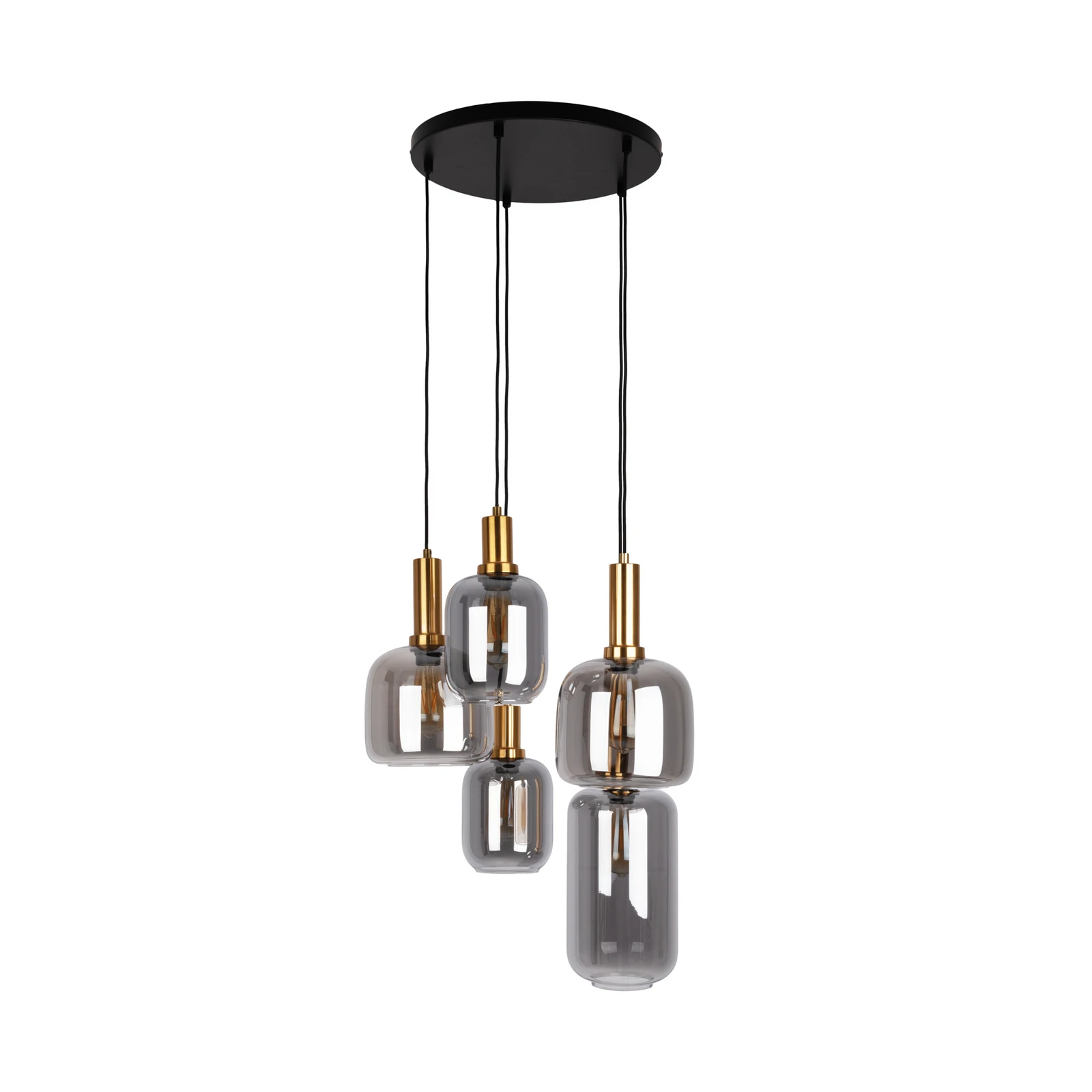 Hanglamp Fumo, rookglas, 5-lamps, rondel