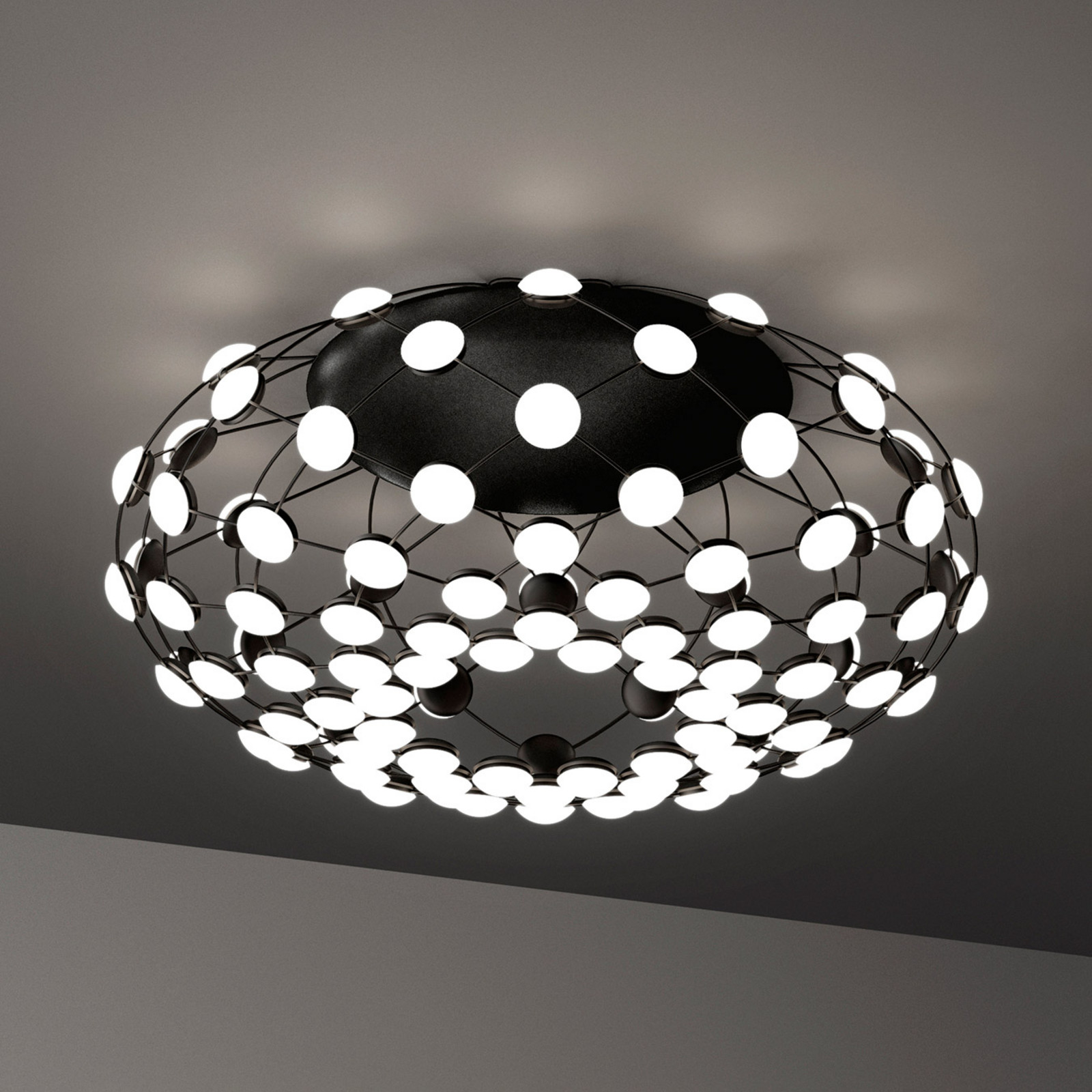 Luceplan Mesh plafonieră LED Ø 72 cm - Camera de zi / sufragerie - Modern - negru - Metal