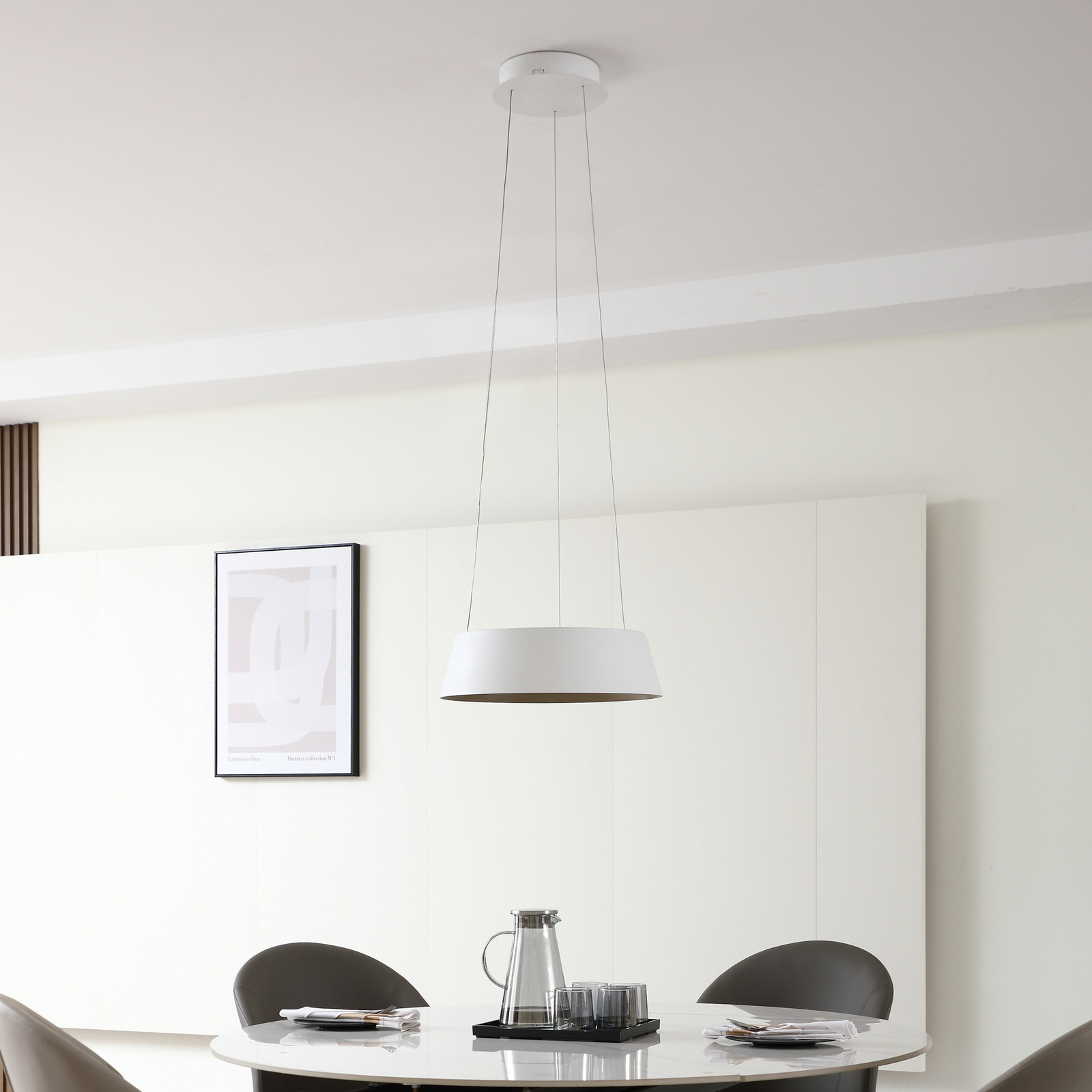 Lucande LED suspendat Belsar alb aluminiu CCT - Camera de zi / sufragerie - modern - alb auriu