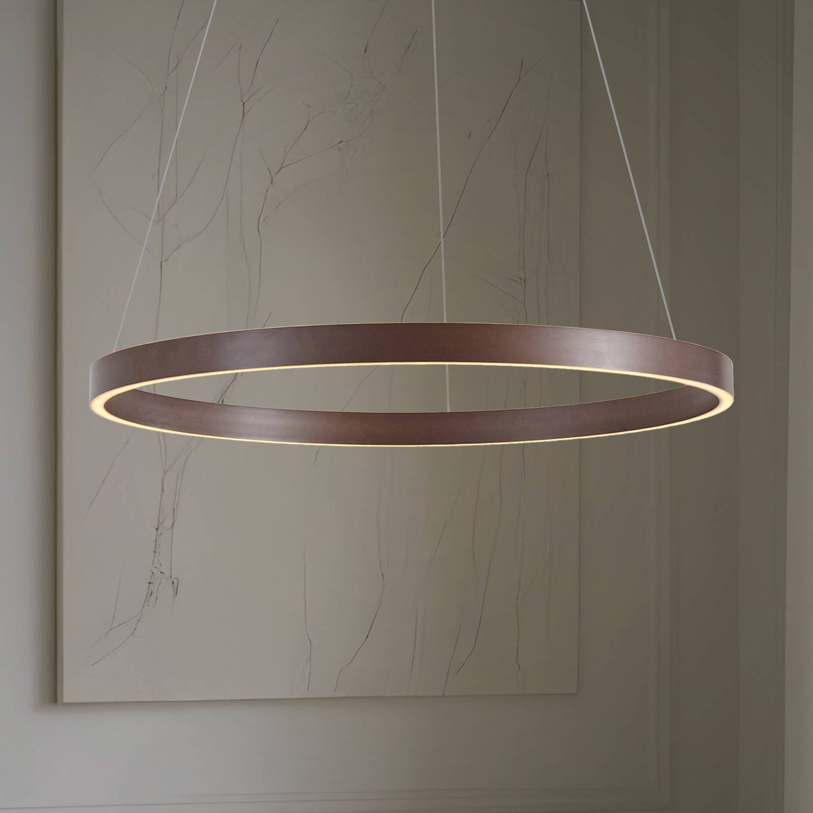 Lucande LED-Hängeleuchte Yonam, Ø 80 cm, 1-flg., braun, CCT günstig online kaufen