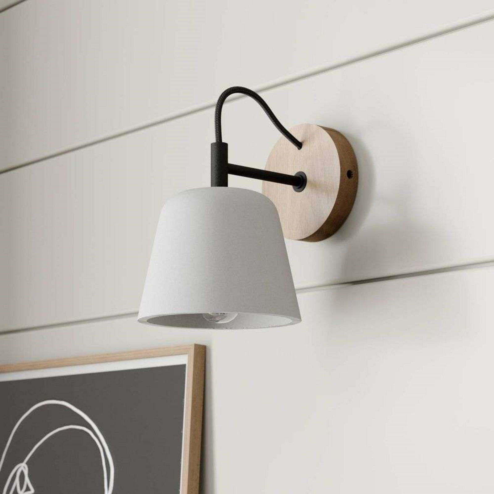 Kalinda Wall Lamp Grey/Oak - Lucande