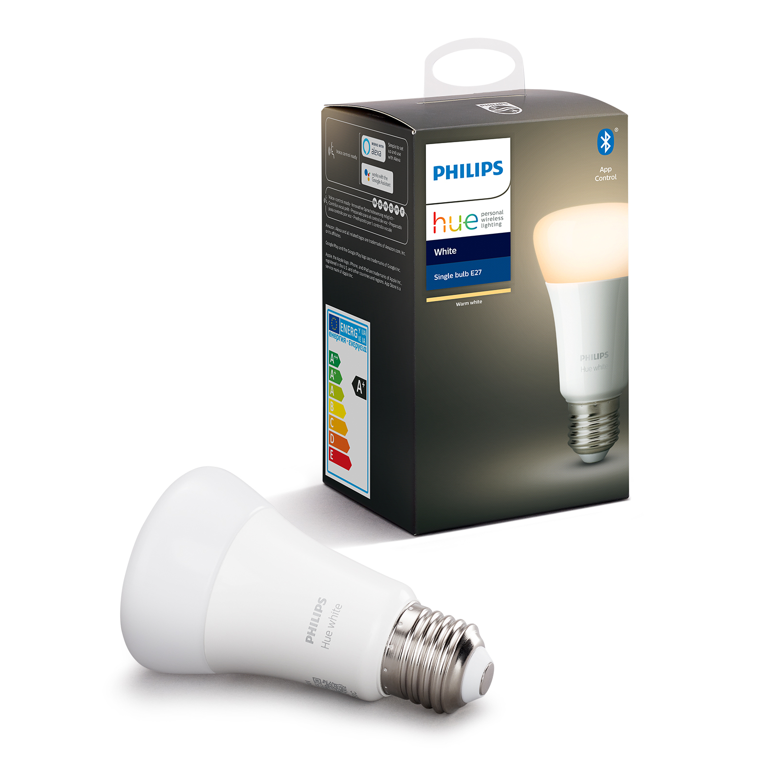 PHILIPS HUE Philips Hue White 9 W E27 LED bulb, plastic, E27, 9 W, energy efficiency: A+, L: 11 cm