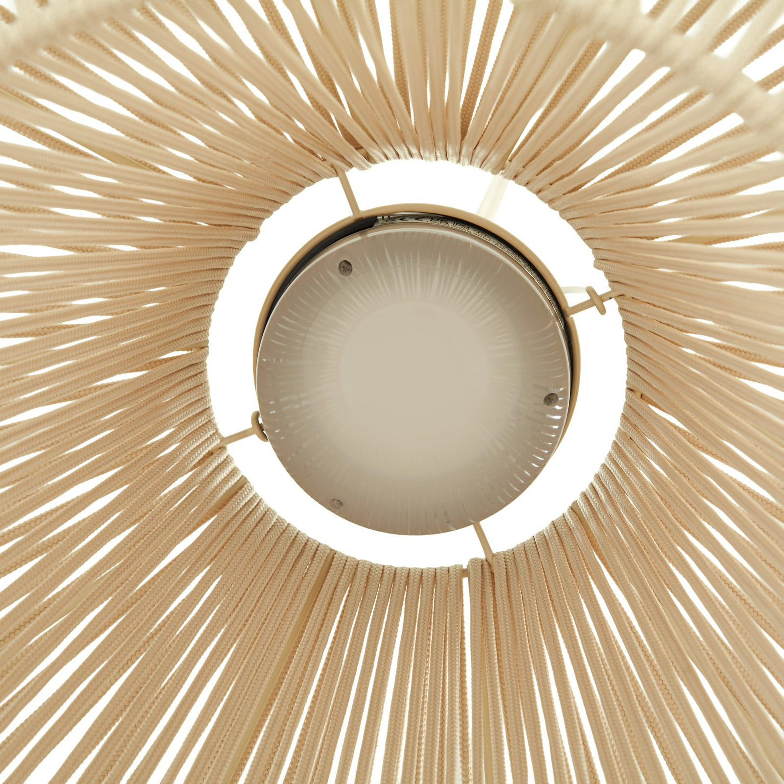 Lindby LED saules enerģijas piekaramā lampa Austas, smilškrāsā, Ø 50 cm, USB,