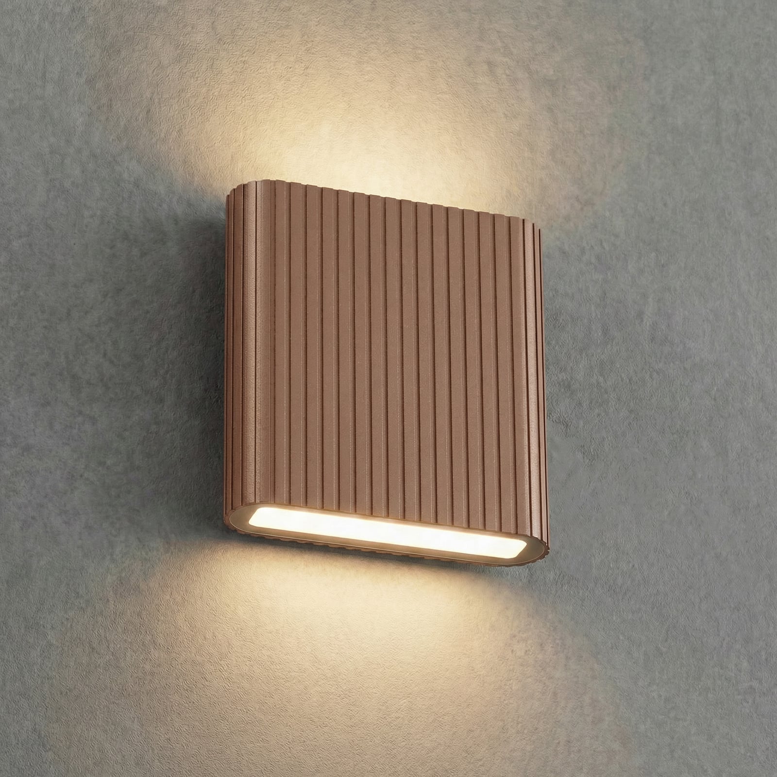 Lucande LED buiten wandlamp Raija donkerbruin hoogte 19 cm CCT