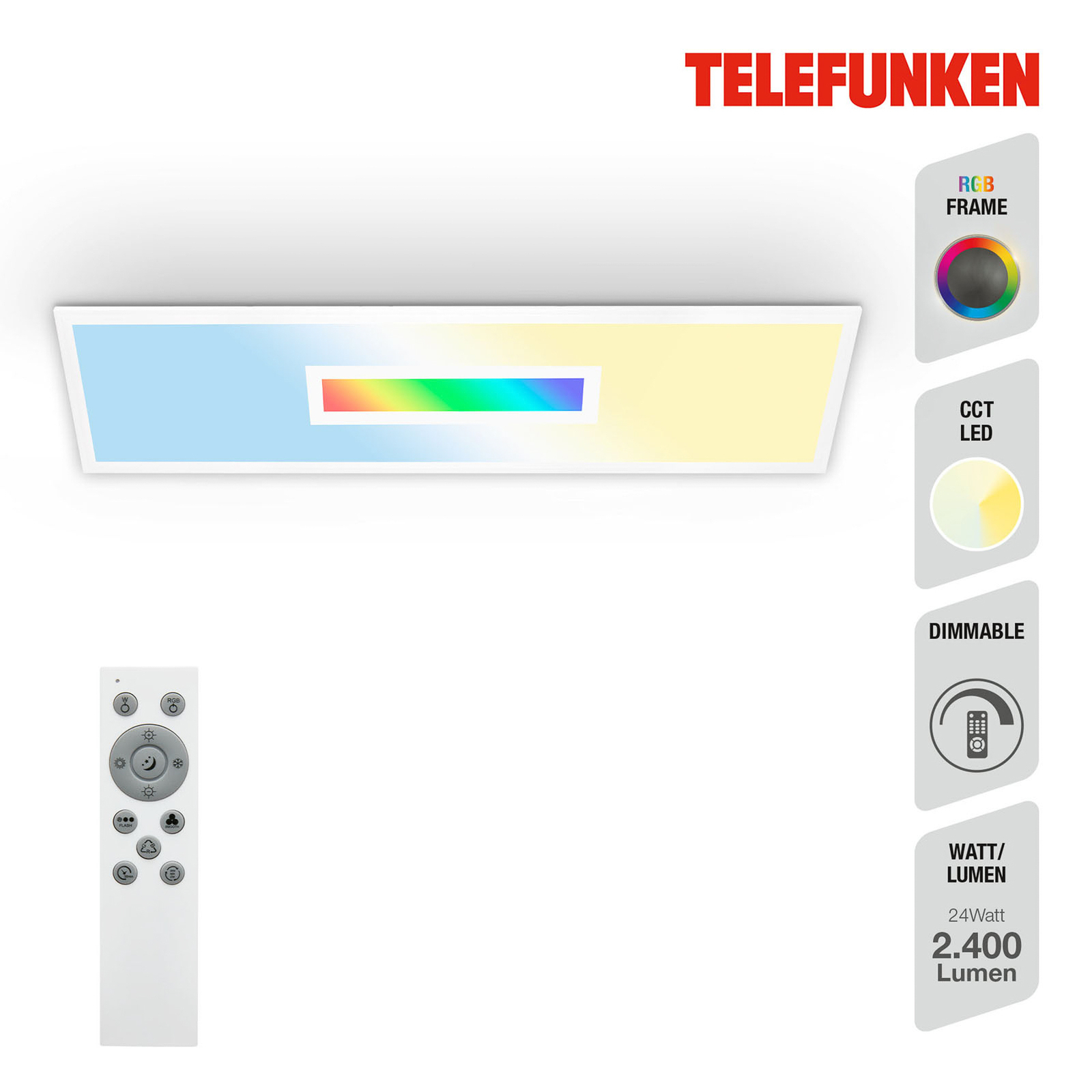 LED-paneeli Centrelight valkoinen Kauko CCT RGB 100x25cm