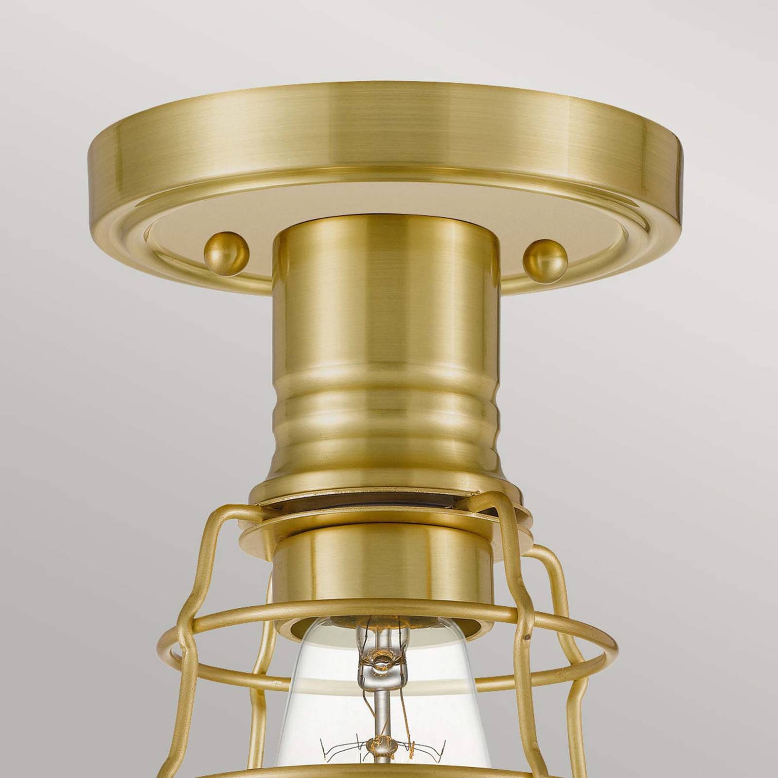 Photos - Chandelier / Lamp Quoizel Mite ceiling light with metal cage, brushed brass 