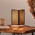 Canvas table lamp, oak, angular, black