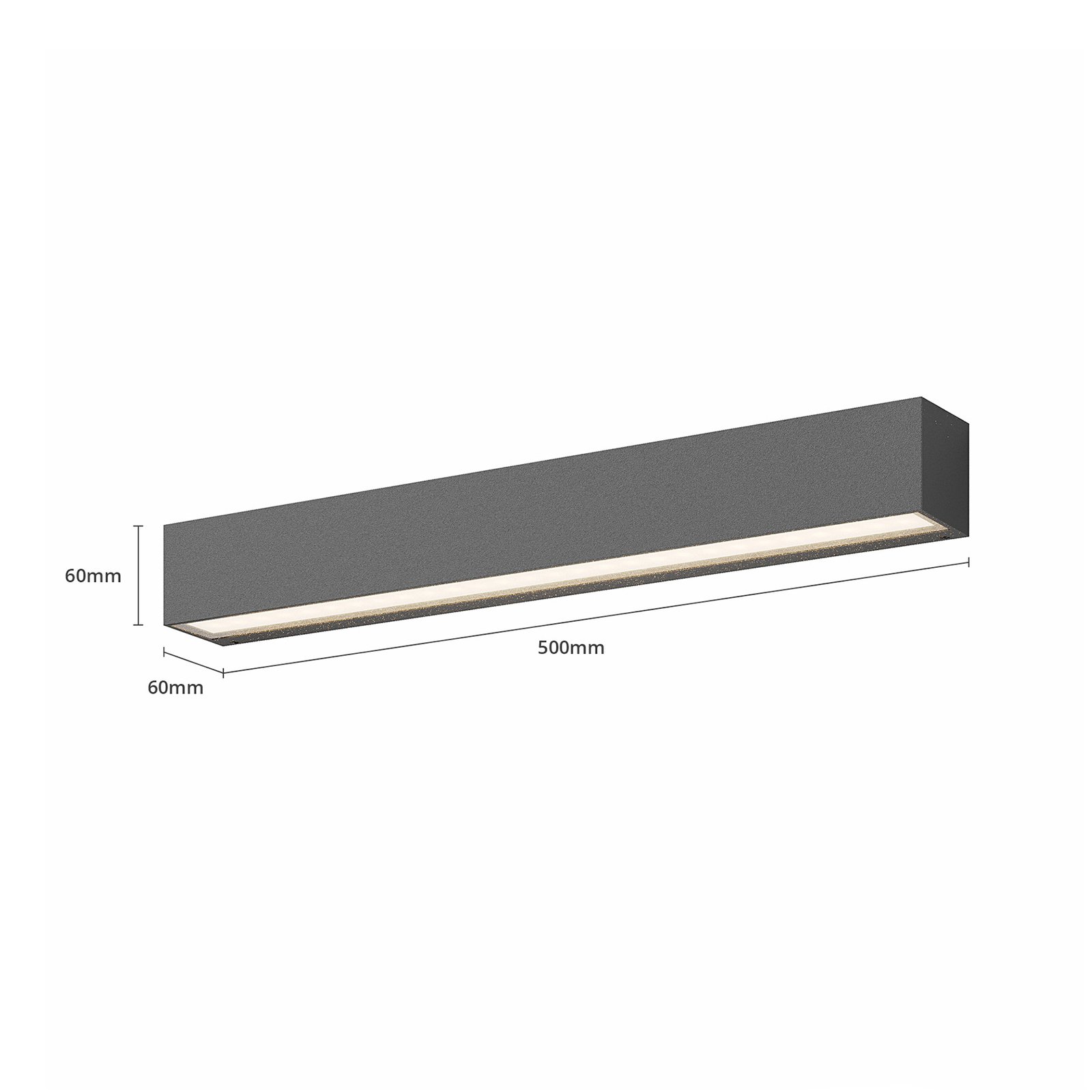 Lucande Lengo applique LED, 50 cm, graphite, 2 l.
