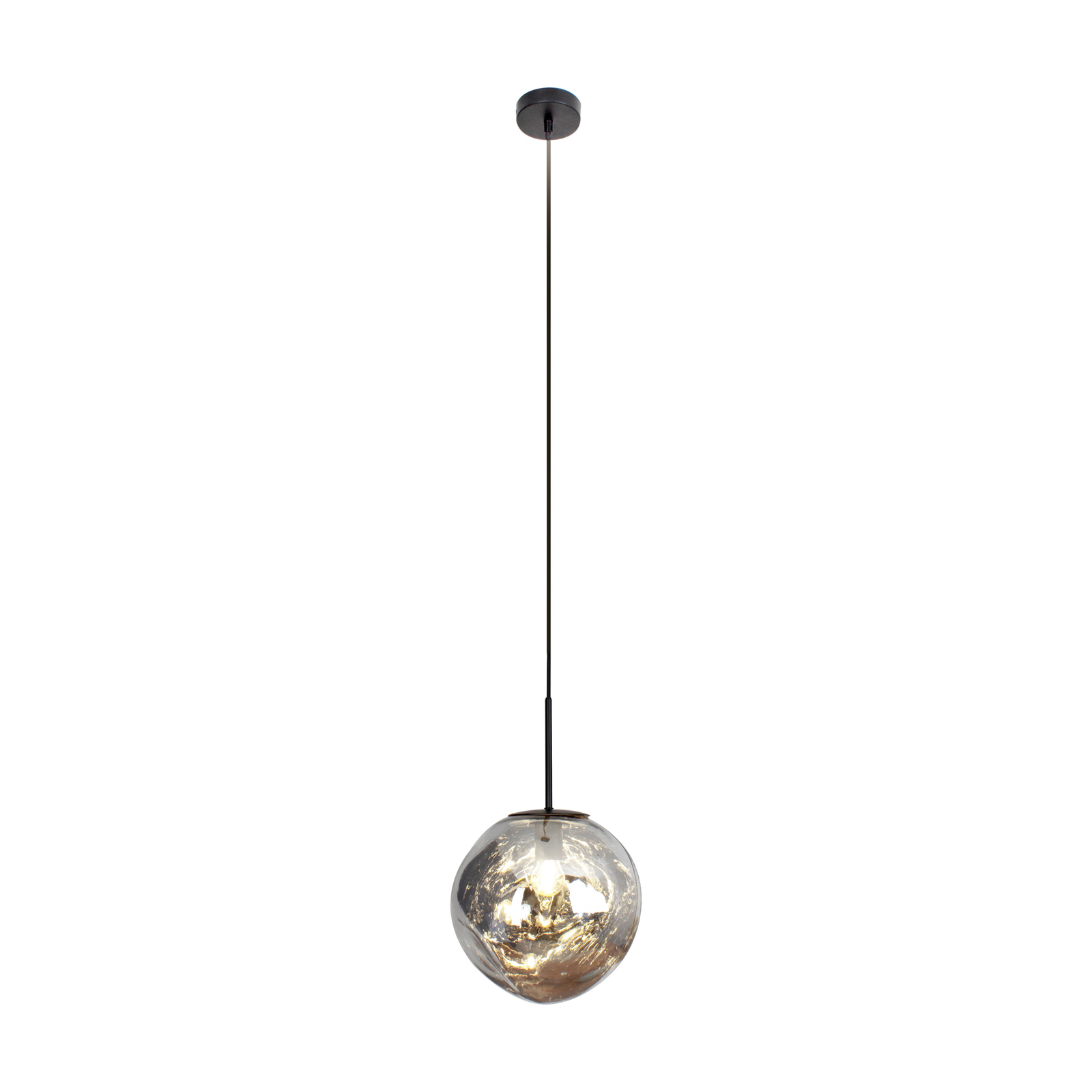 Canopus pendant light, silver-coloured, Ø 28 cm, glass, E27