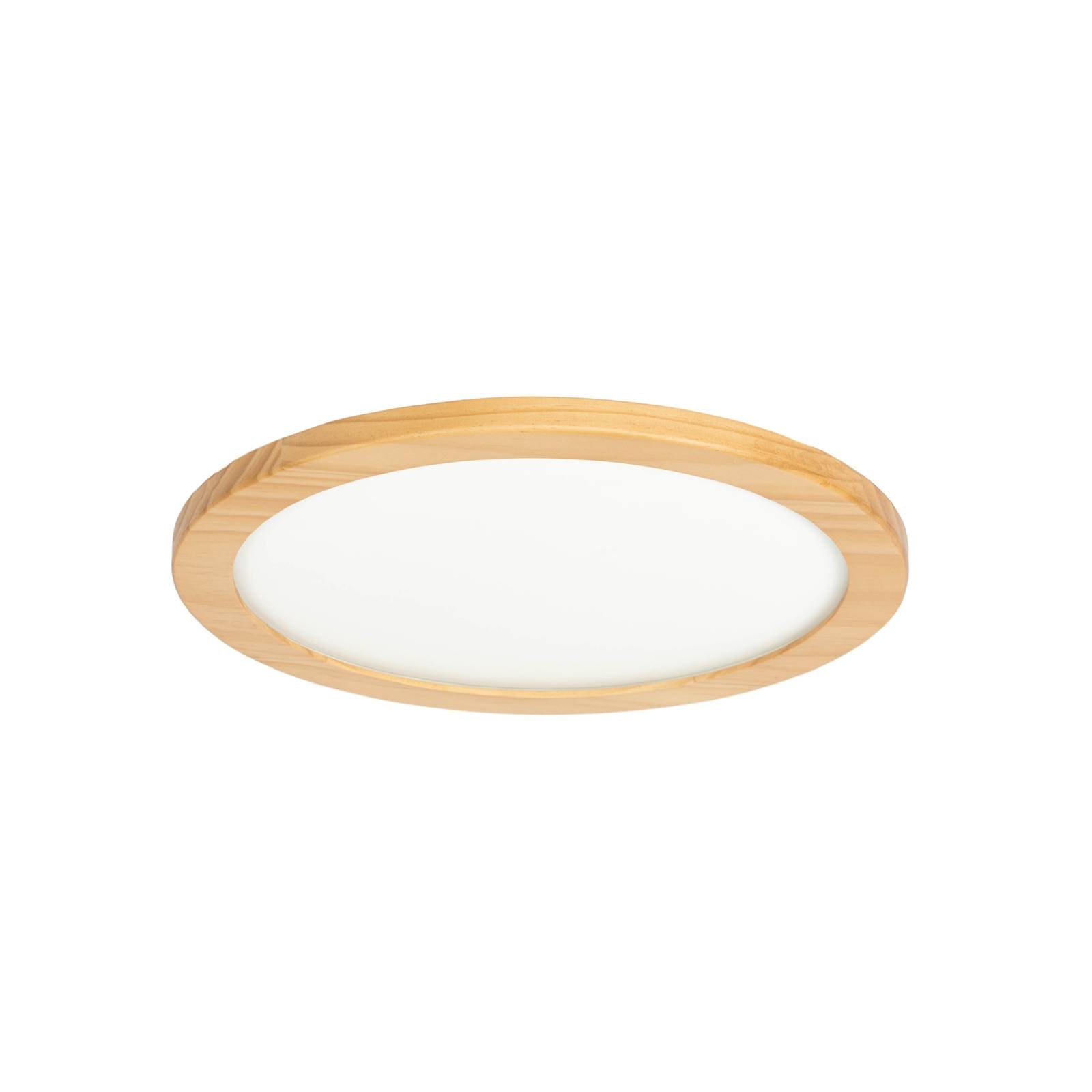 Lucande LED-Deckenleuchte Joren, Ø 38 cm, Holz, CCT, Remote