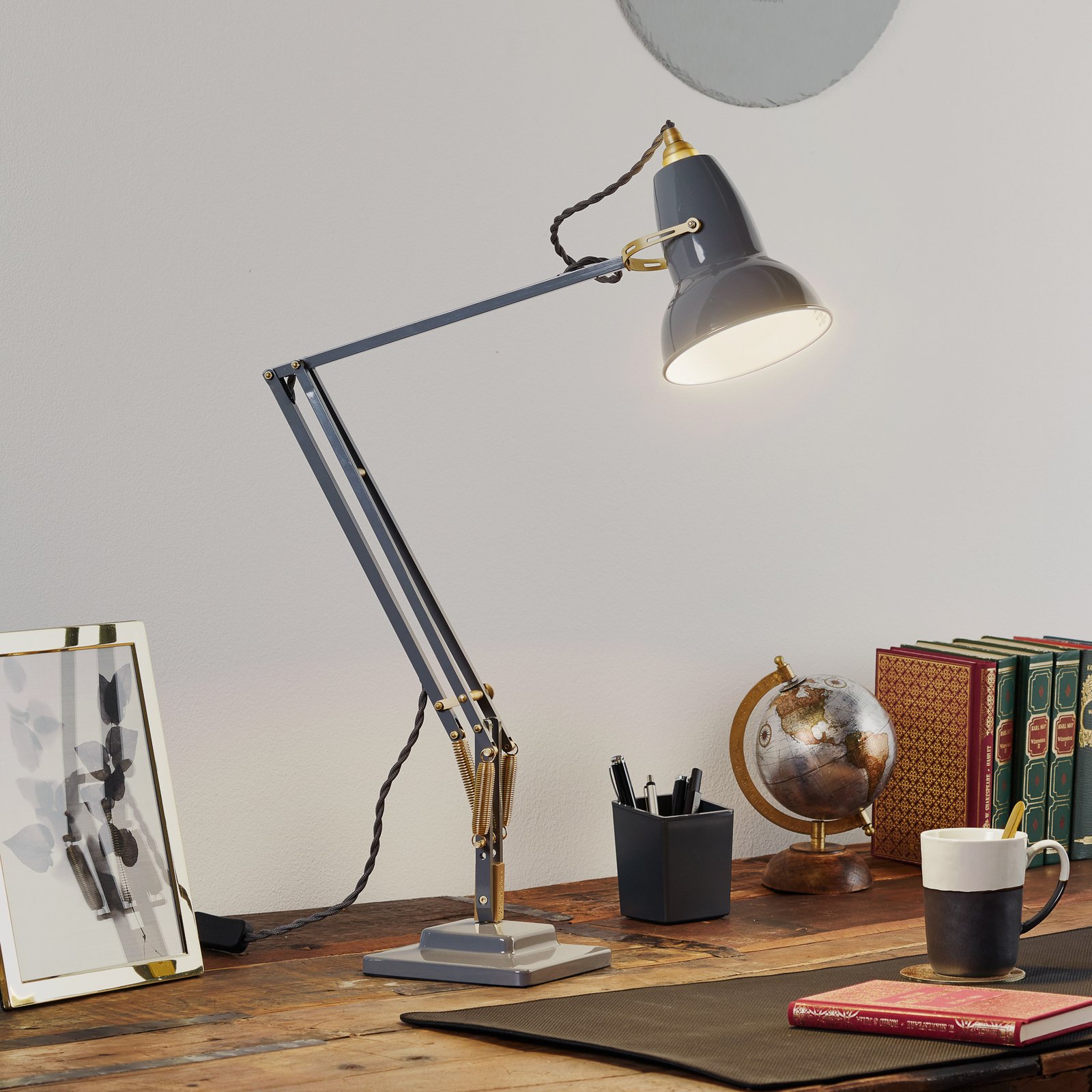 Anglepoise Original 1227 brass table lamp, grey