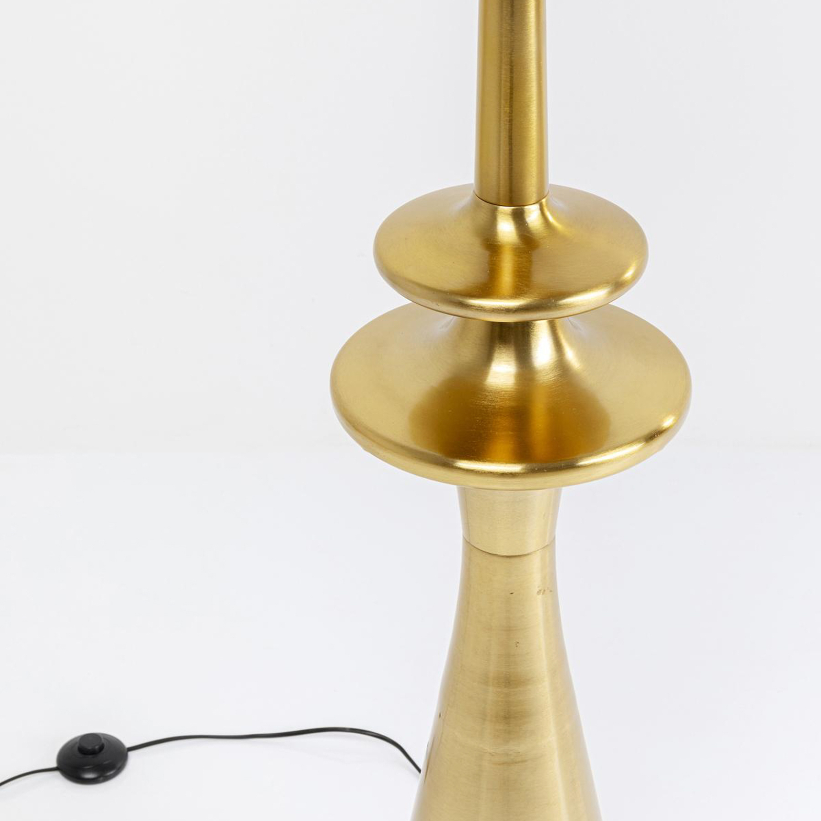 KARE Gamble Swing floor lamp, brass-plated steel, white textile