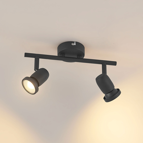 ELC Simano LED-vägglampa svart 2 lampor