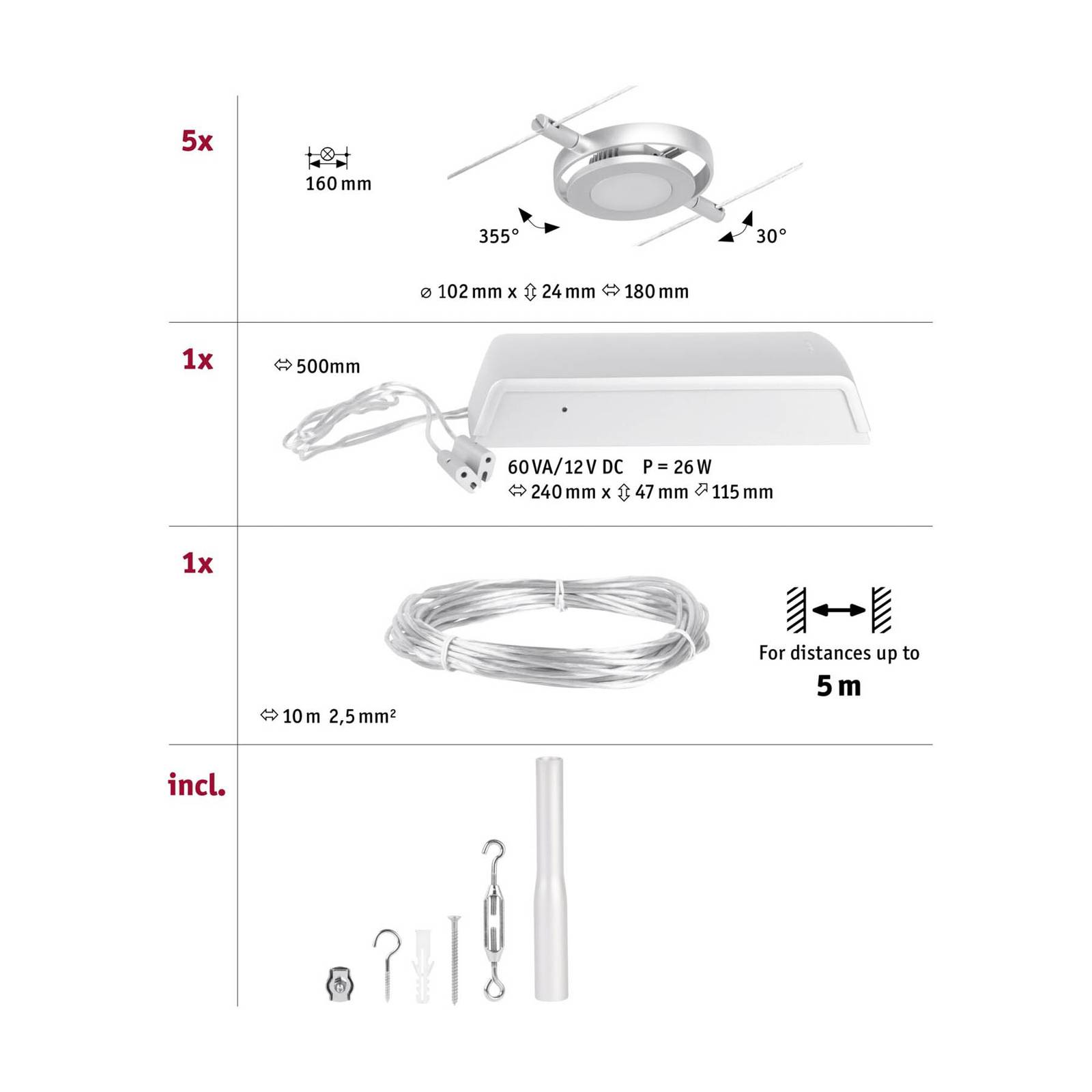 Paulmann Wire RoundMac system linkowy LED, chrom