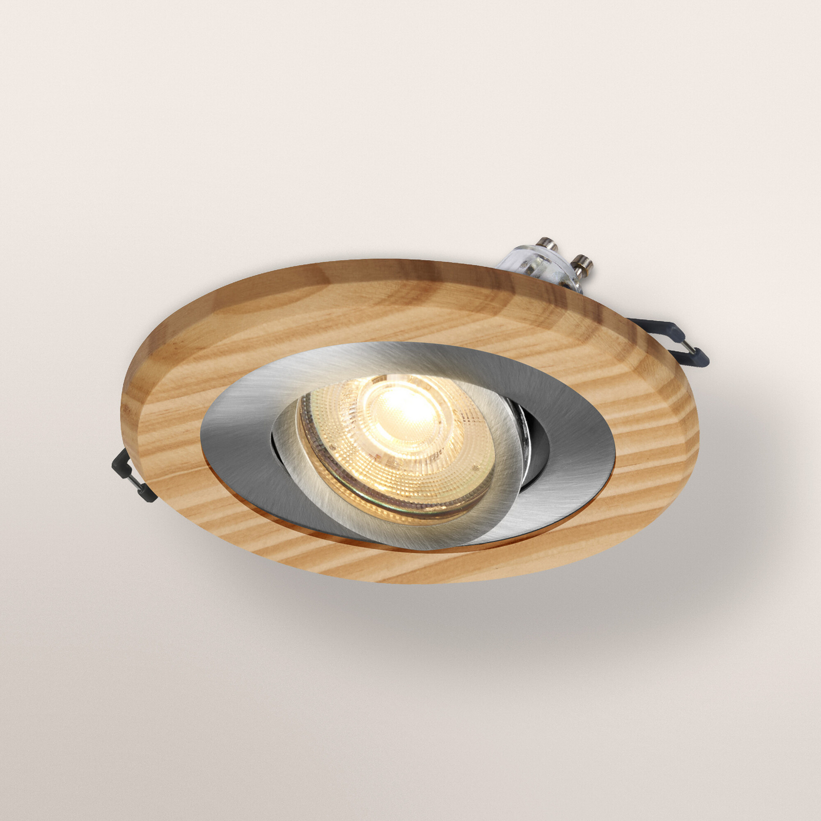 OSRAM iebūvējamais prožektors, gaiša koka krāsa/nikelis, Ø 12 cm, GU10-LED OSRAM iebūvējamais prožektors, gaiša koka krāsa/nikelis, Ø 12 cm, GU10-LED
