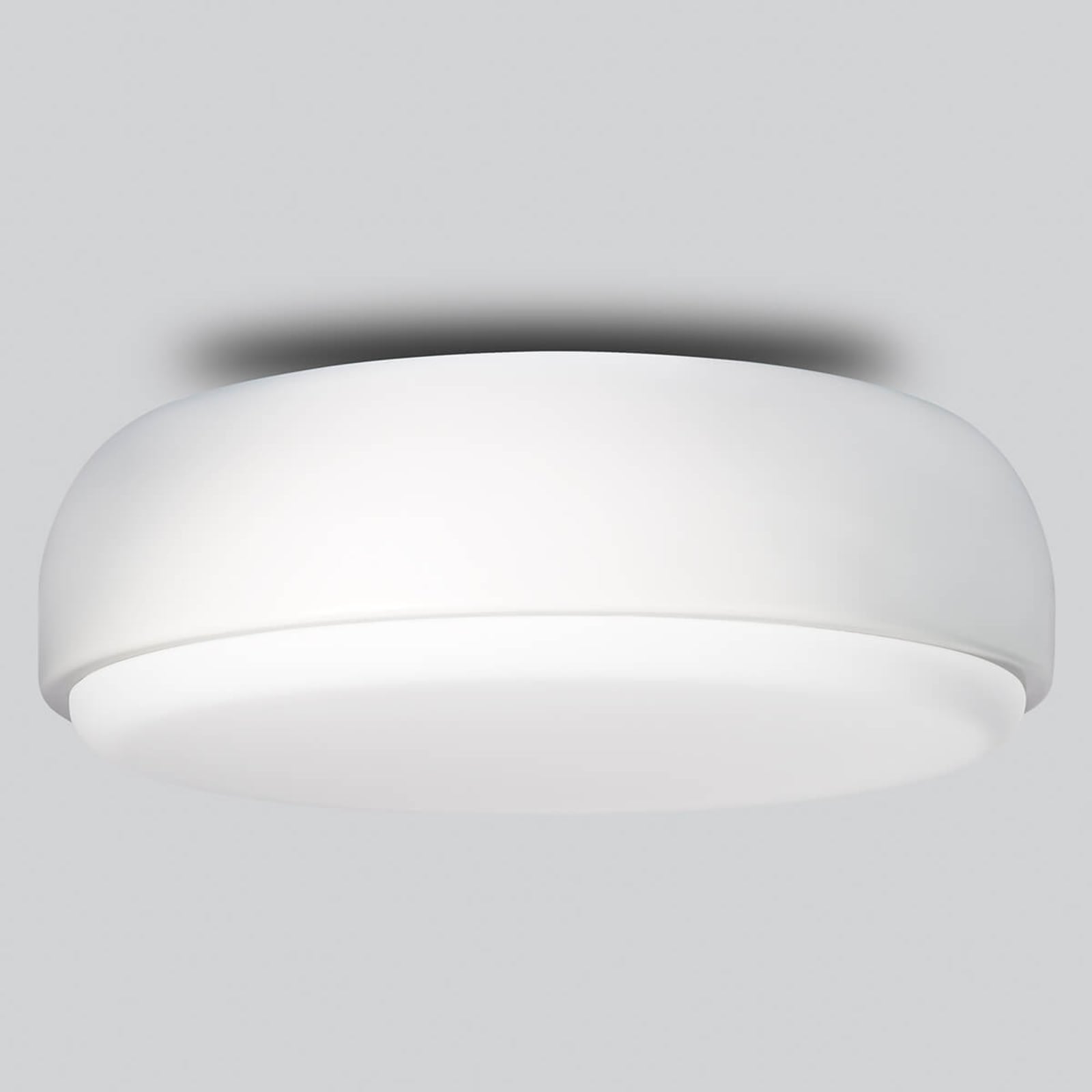 Northern White designer ceiling light Over Me, 40 cm, for Living / Dining Room, steel, glass, E27, 40 W, energy efficiency: A++, H: 14 cm