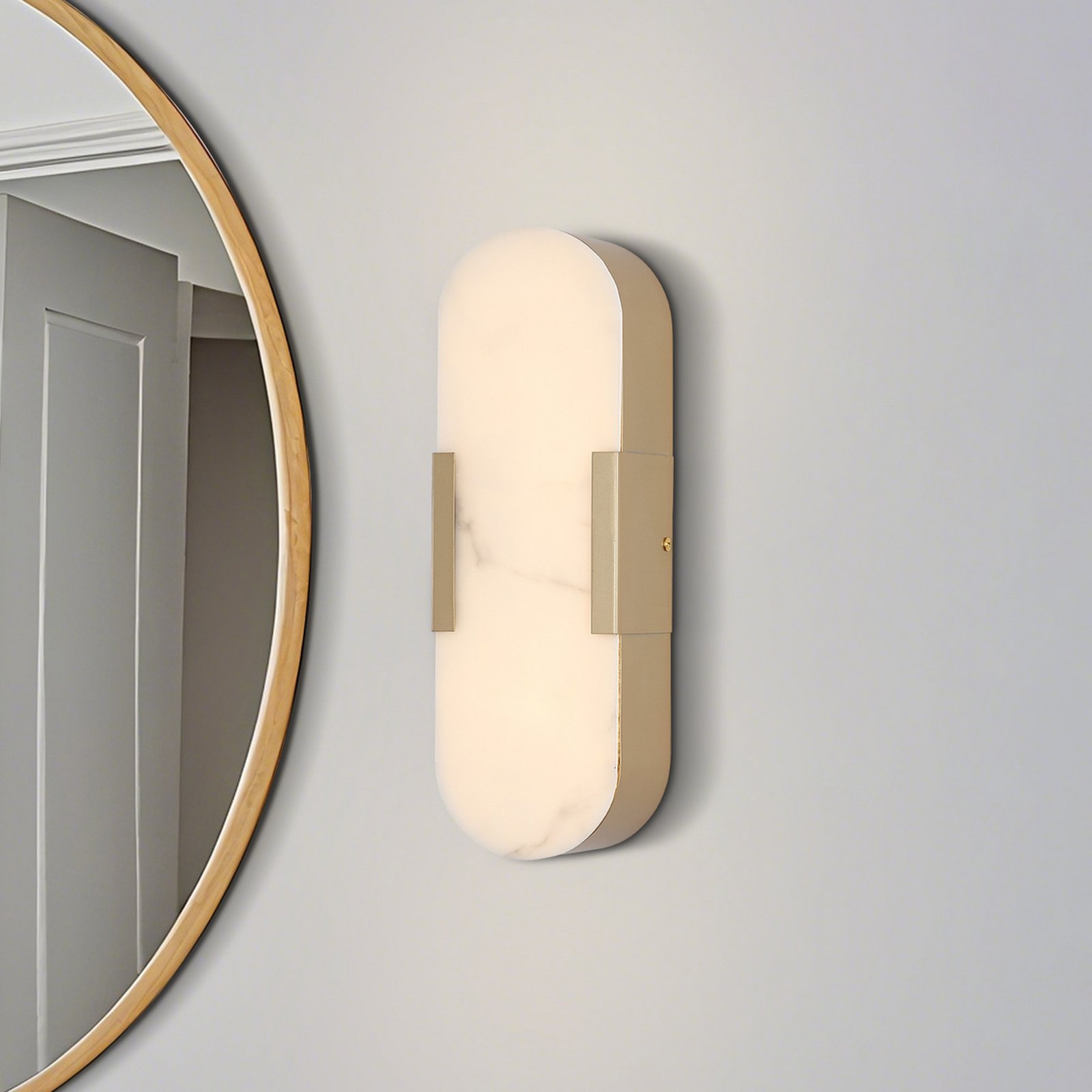 LED vannas istabas sienas lampa Opaline Augstums 35 cm zelta krāsā Metāls/sveķi