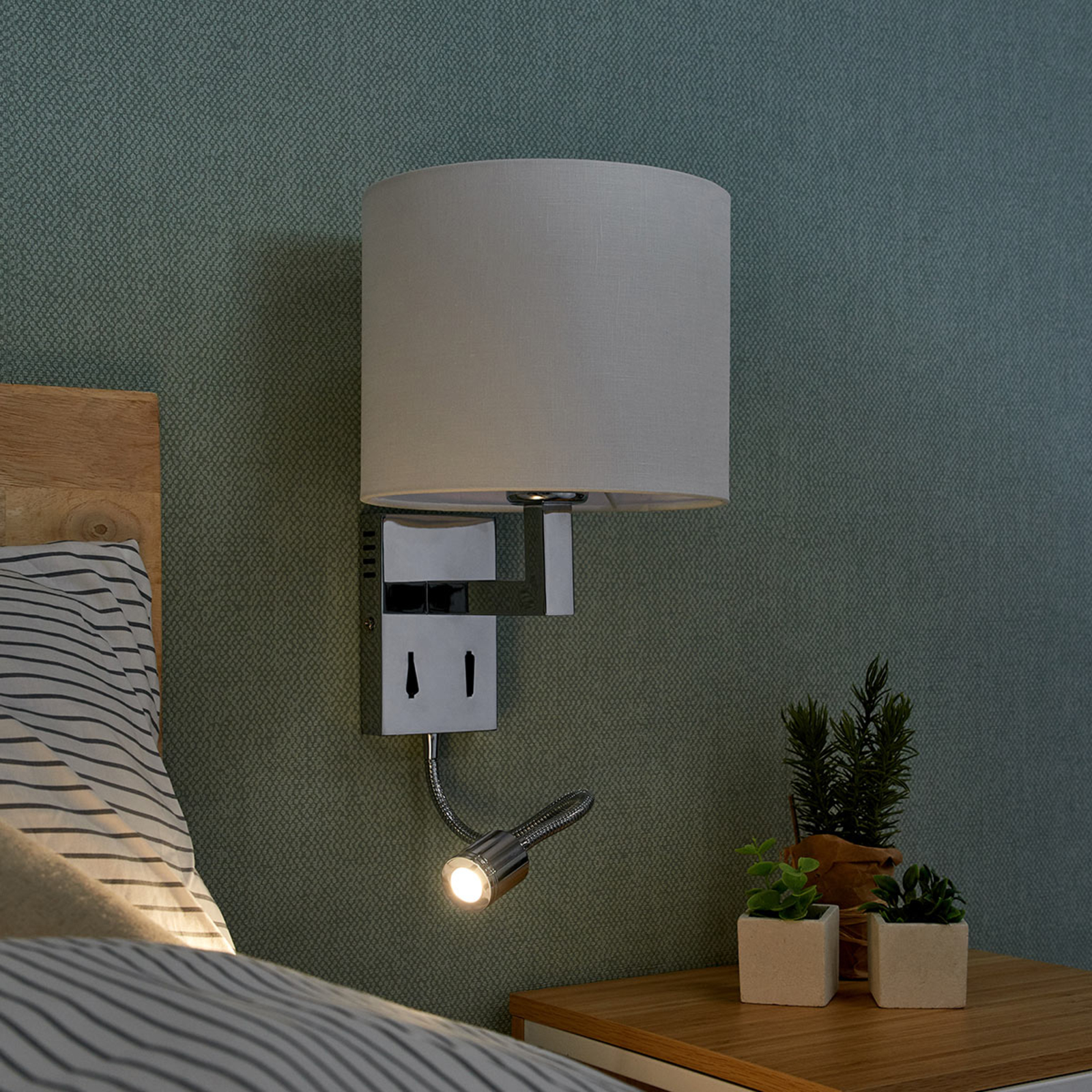 Lucande Taron fabric wall lamp, reading light