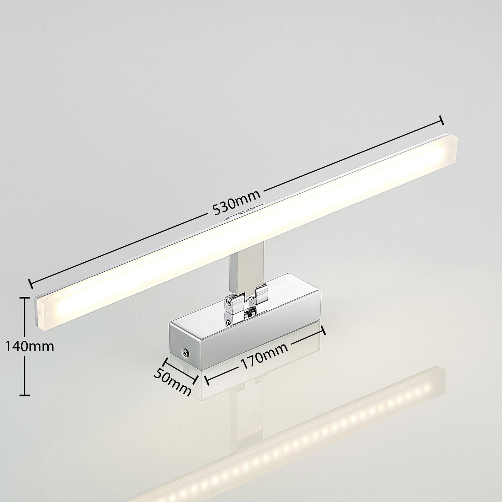 Arcchio Soey applique pour miroir LED, IP44, 53 cm