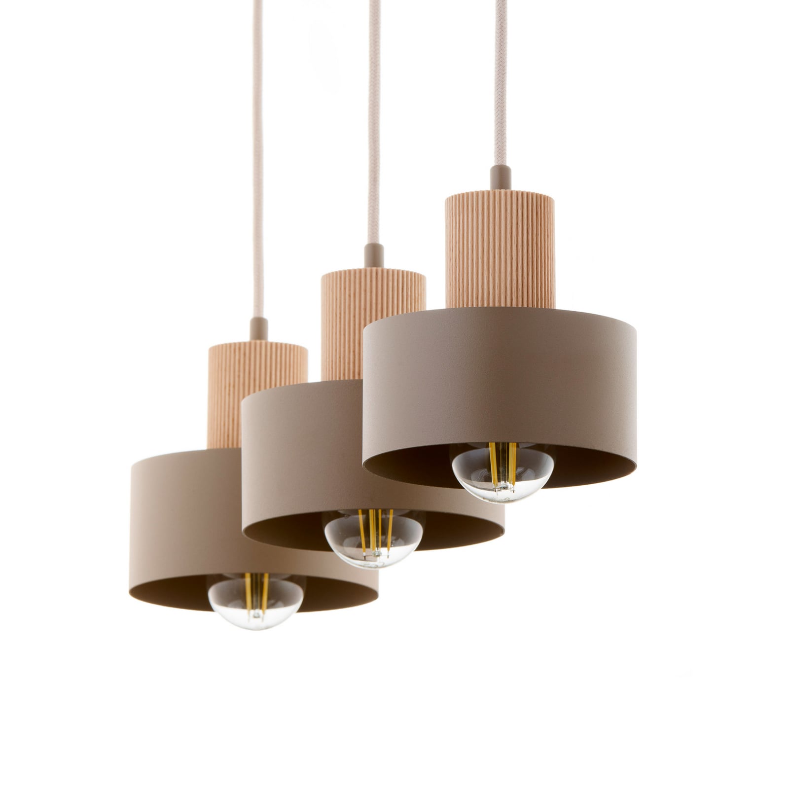 Hängeleuchte Rif Wood, beige/buche, Länge 67 cm, dreiflammig Hängeleuchte Rif Wood, beige/buche, Länge 67 cm, dreiflammig