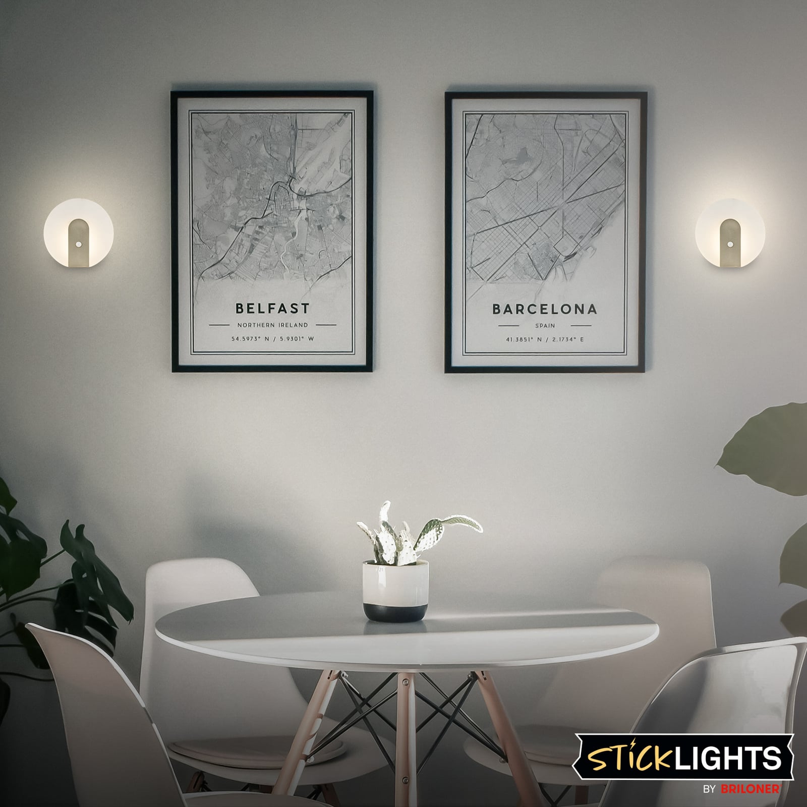 LED battery wall lamp Taro, light gold, Ø 15 cm, sensor