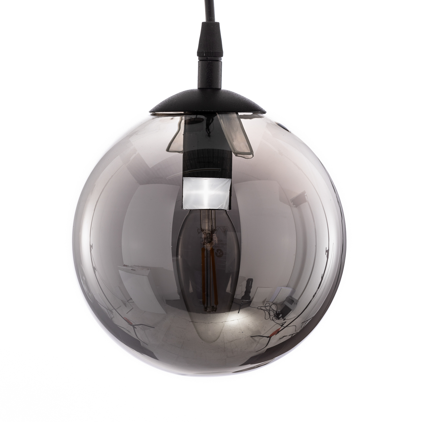 Pendant light Glassy 3-bulb decentralised, glass graphite