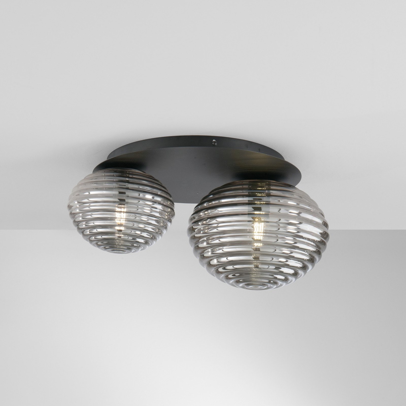 Eco-Light Plafonieră Ripple negru/gri fumuriu 2 lumini - Camera de zi / sufragerie - modern - negru/gri gri fumuriu - Sticlă