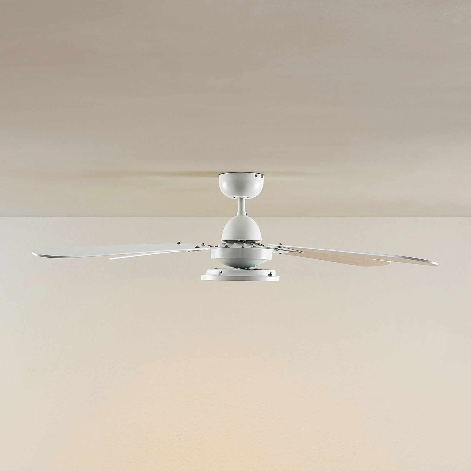 Lindby LED ceiling fan Tedric, white, wood