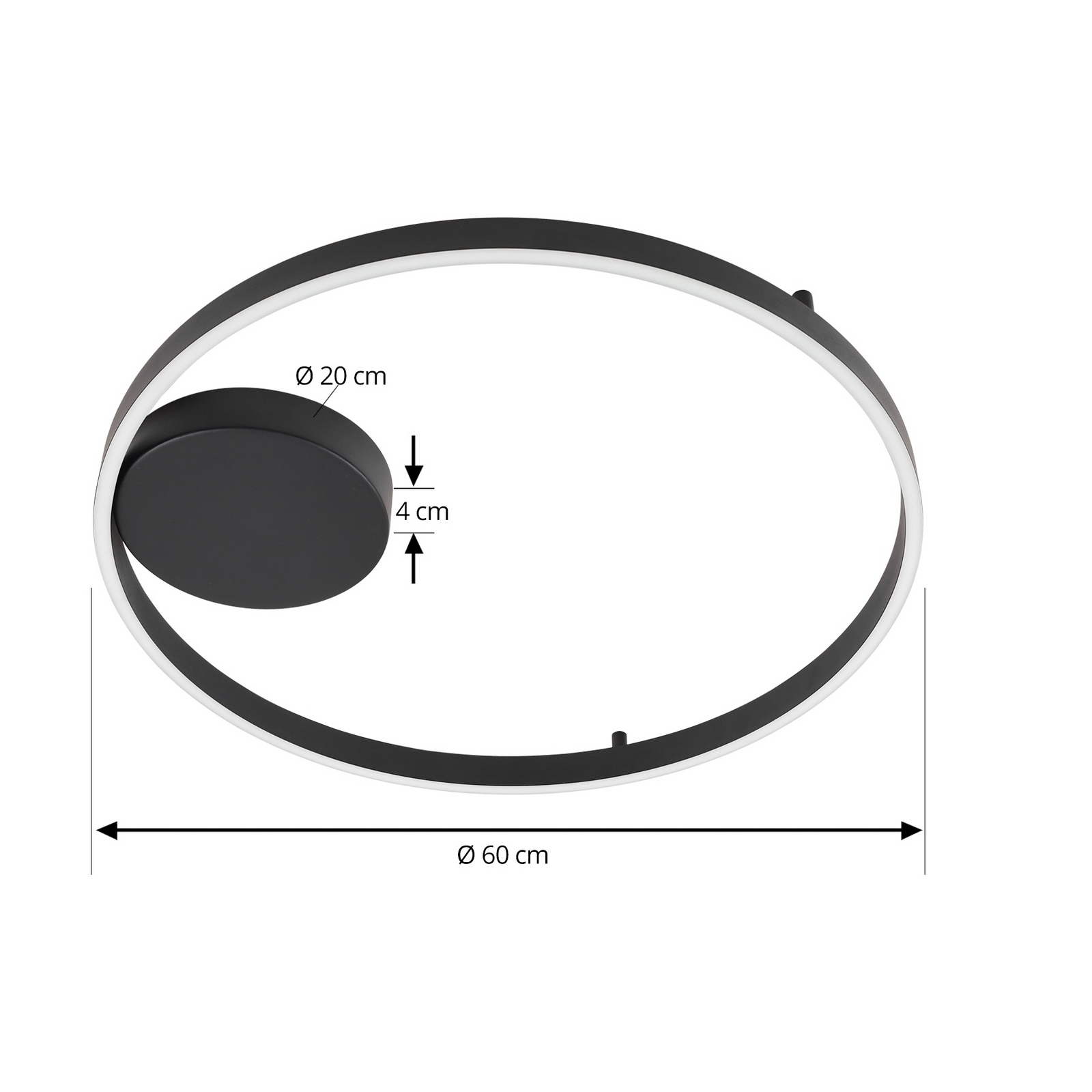 Candeeiro de teto LED inteligente Lucande Moise, preto, CCT, Tuya