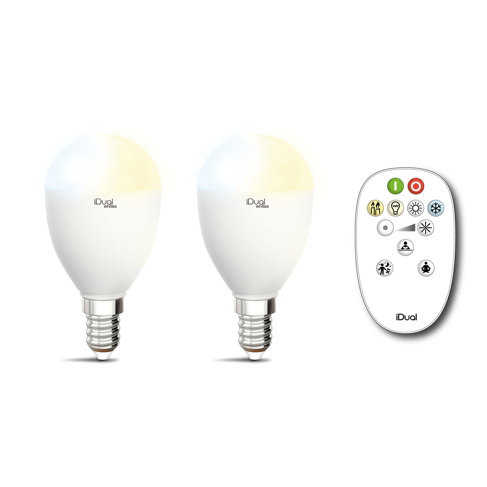 iDual Whites LED žiarovka E14 5,5W 2 ks diaľkové