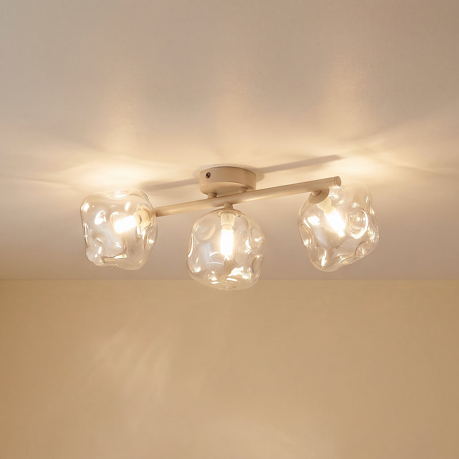 TK Lighting Plafonieră Lava cu 3 becuri lungime 50 cm nisip/cognac G9 - Camera de zi / sufragerie - Modern - nisip coniac - Sticlă