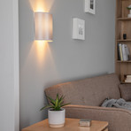 Wandlamp Satin, zilver/goud, textiel, hoogte 24 cm