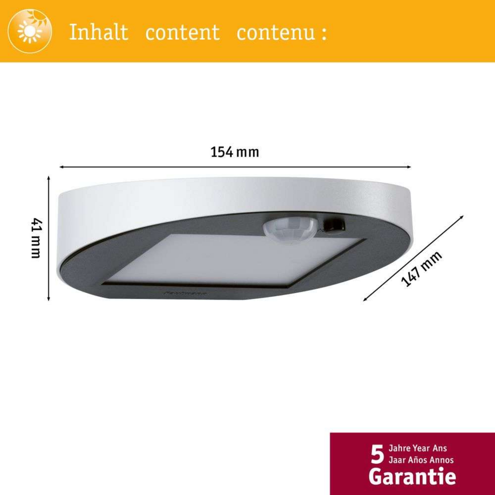 Ryse Utomhus Vägglampa Solcelle m/Sensor Vit - Paulmann