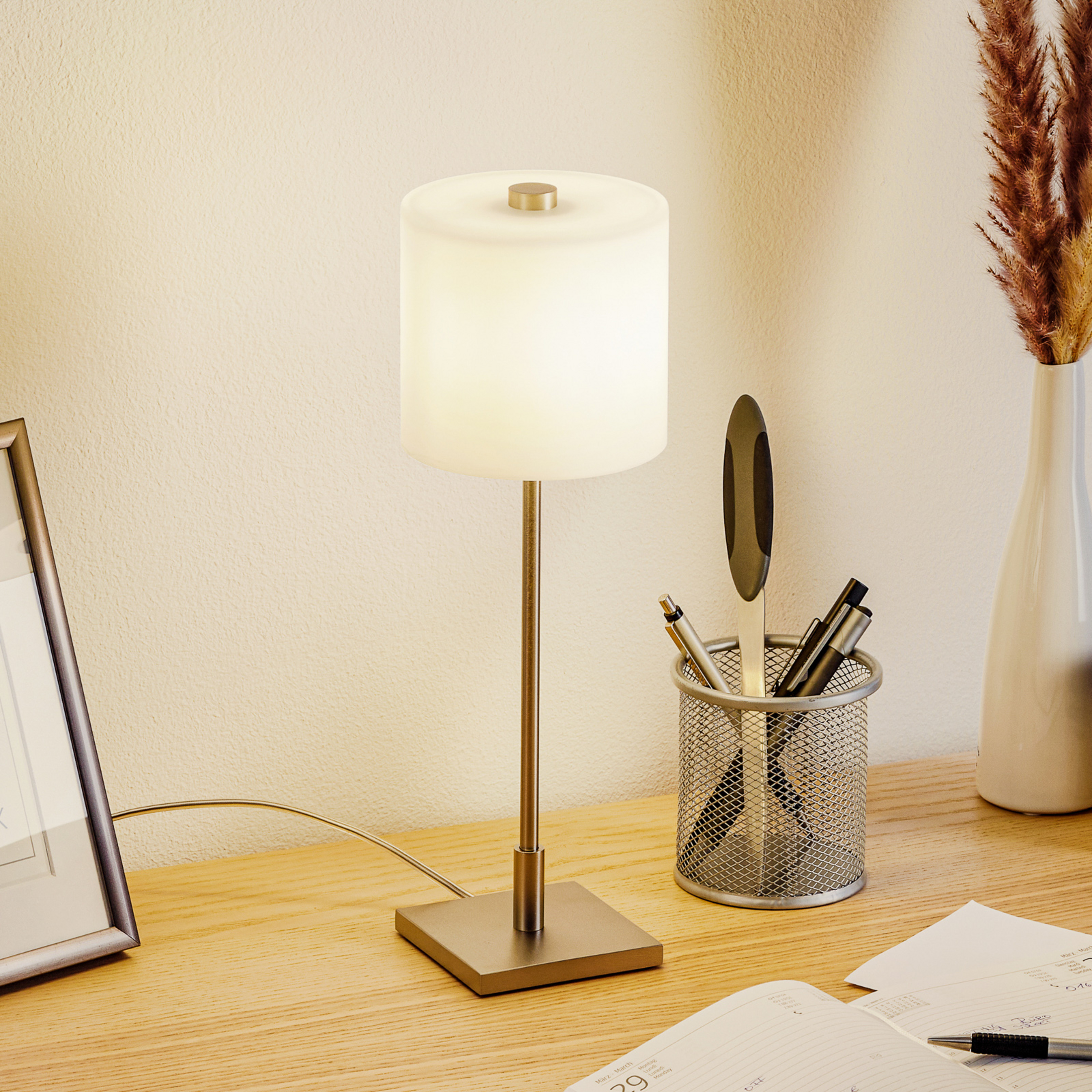 KNAPSTEIN LED-Tischleuchte MERCY, nickel matt