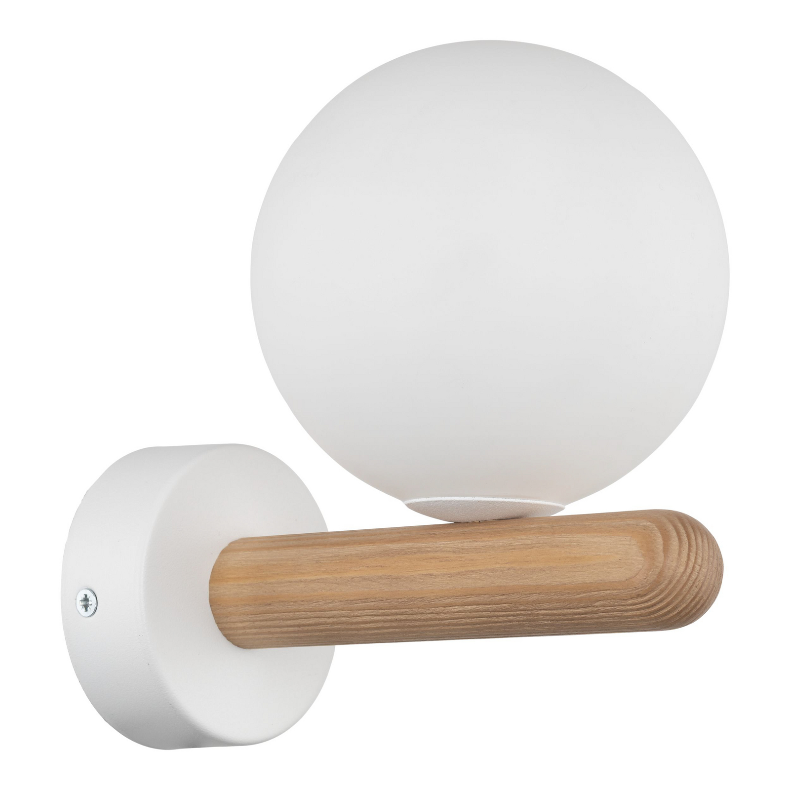 Wandleuchte Estera, weiß/holzfarben, Glas, Ø 12 cm, G9
