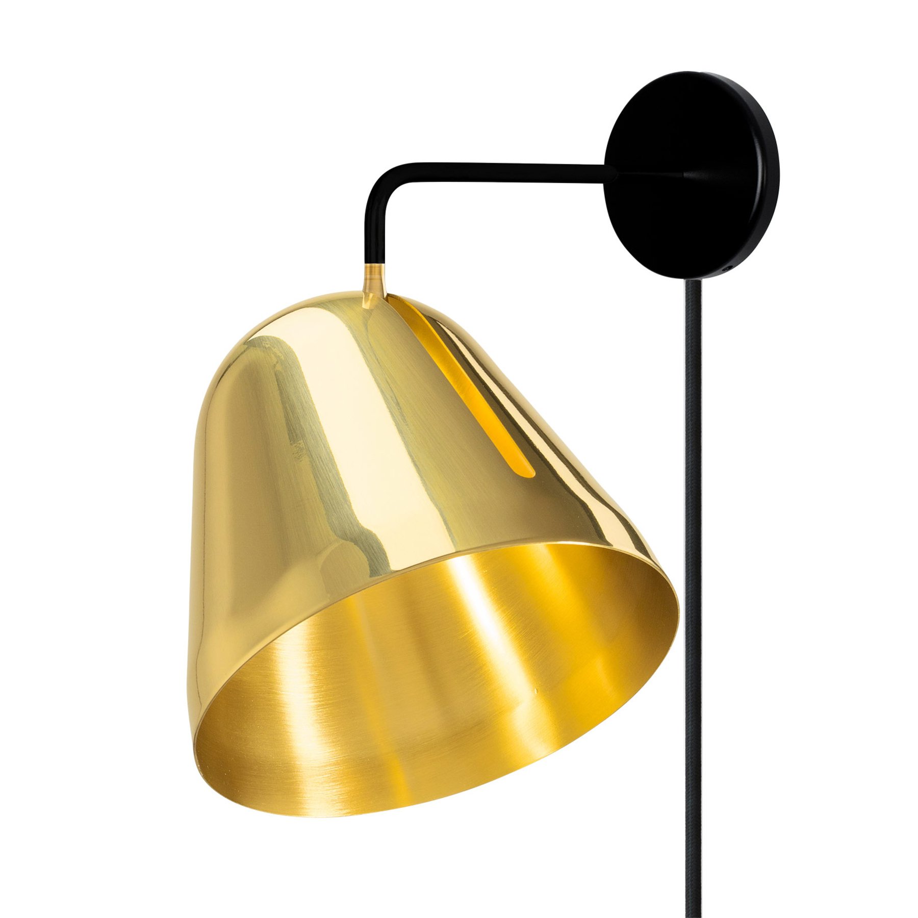 NYTA Nyta Tilt Wall Brass wall light with plug, for Living / Dining Room, aluminium, brass, E14, 46 W, energy efficiency: A++, W: 18 cm, H: 24 cm