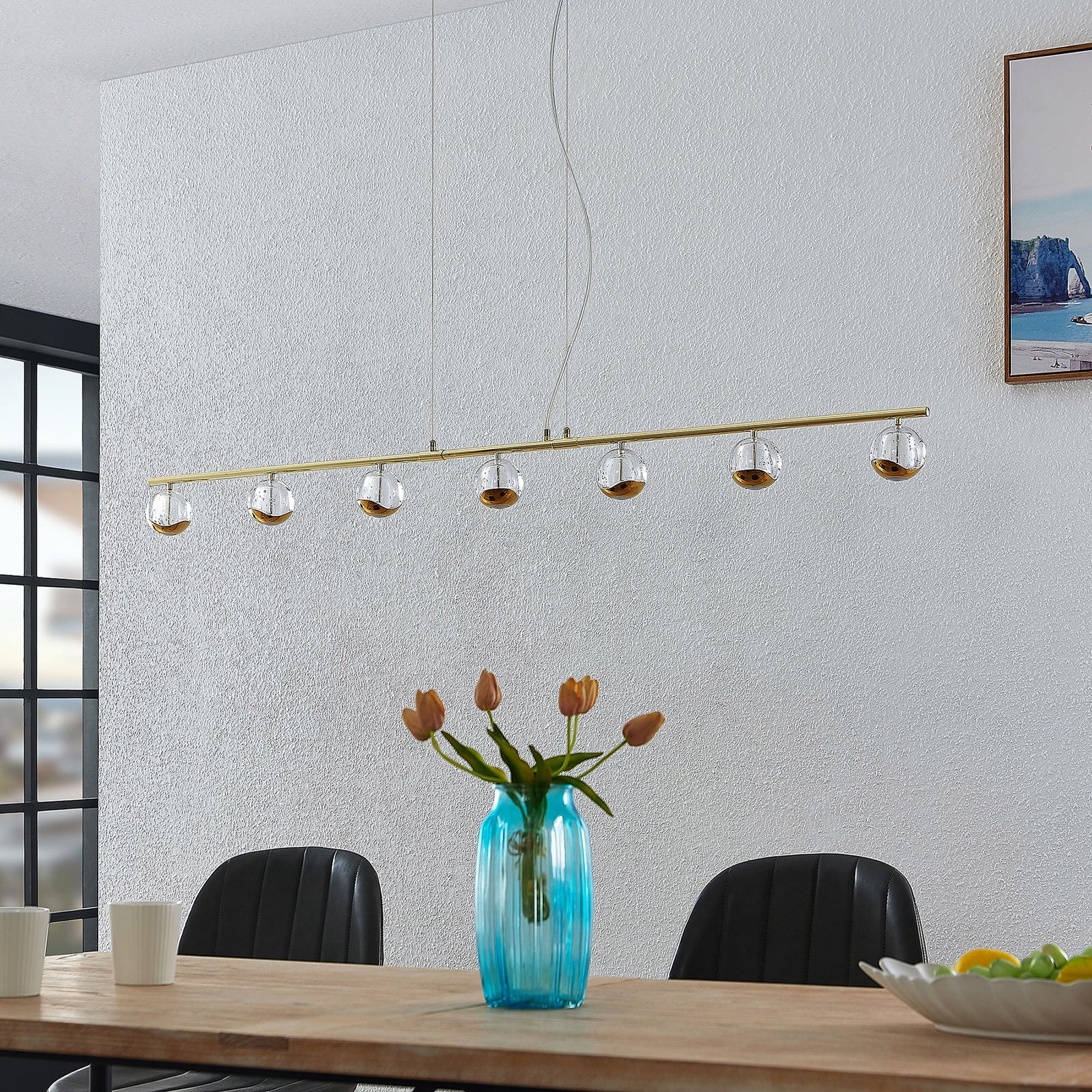 Lucande Kilio LED hanglamp, 7-lamps, goud