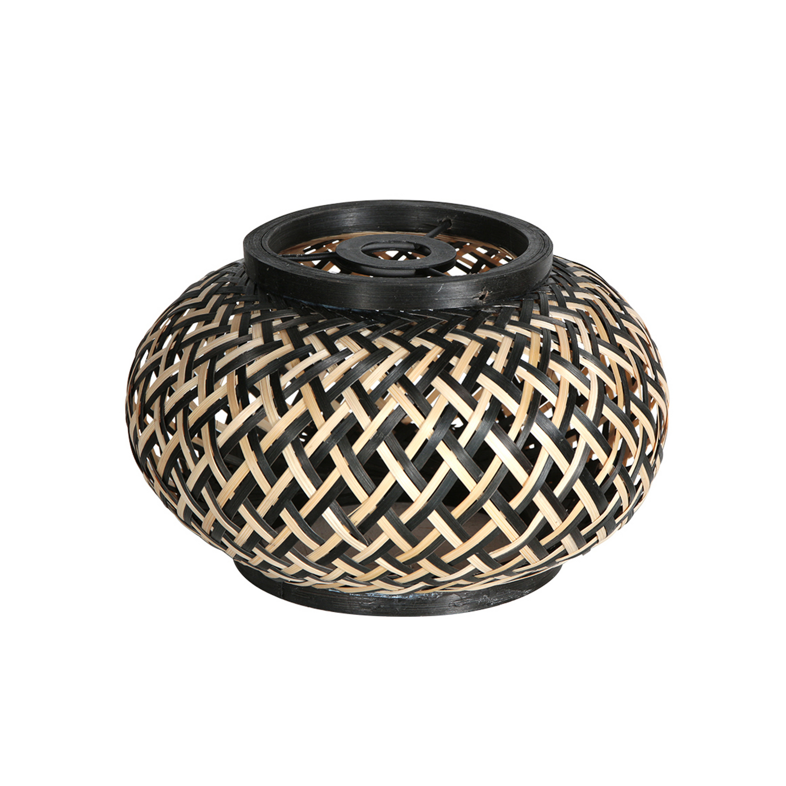 Suspension NoxLight, à 5 lampes, longue, noire, tressage de bambou