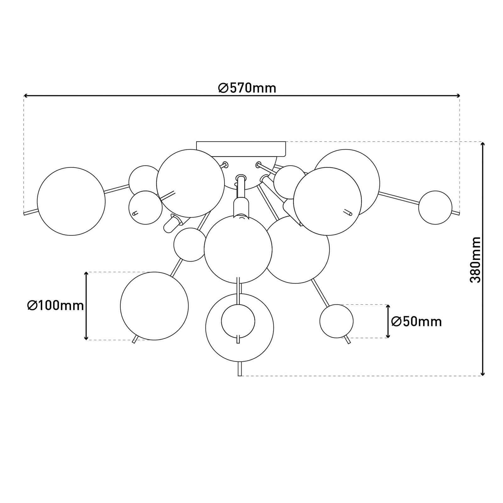 Stropna svjetiljka Explosion, Ø 57 cm, staklo, pastelne boje, G9 Stropna svjetiljka Explosion, Ø 57 cm, staklo, pastelne boje, G9